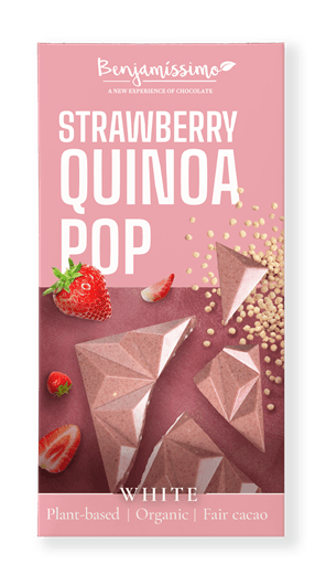 Benjamissimo bio vegánska biela čokoládová jahody a quinoa 60 g