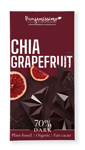 Benjamissimo bio vegánska čierna čokoláda chia grapefruit 60 g