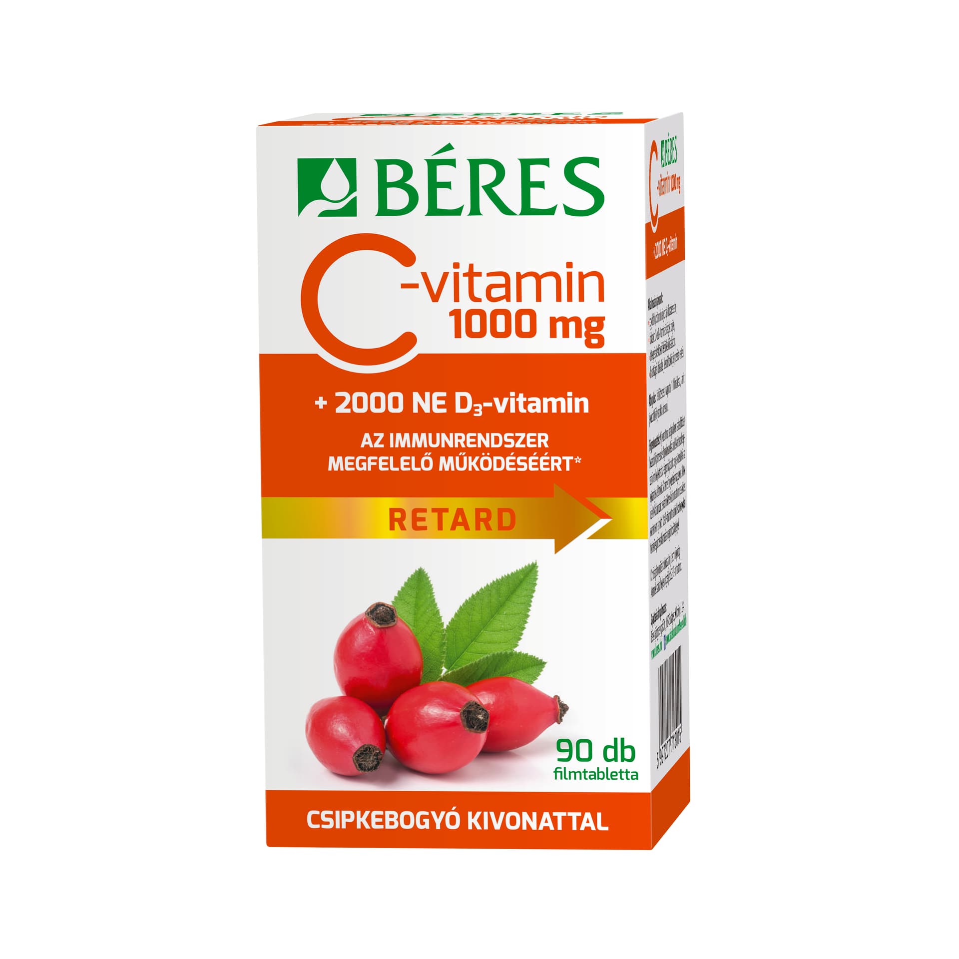 Béres vitamín C 1000 mg so šípkami + vitamín D3 2000 IU retard filmom obalené tablety 90 ks