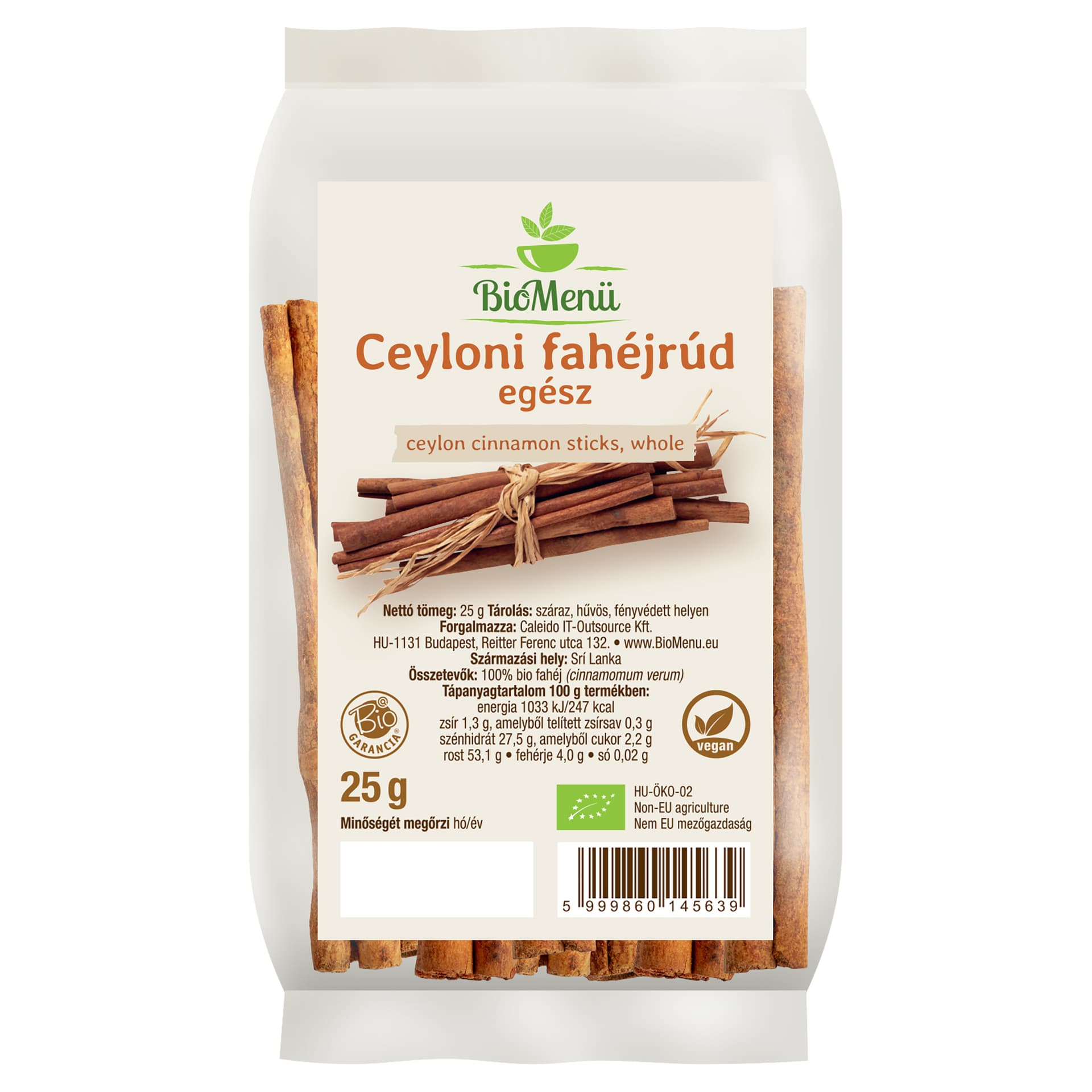 BioMenü bio ceylonská škorica celá 25 g
