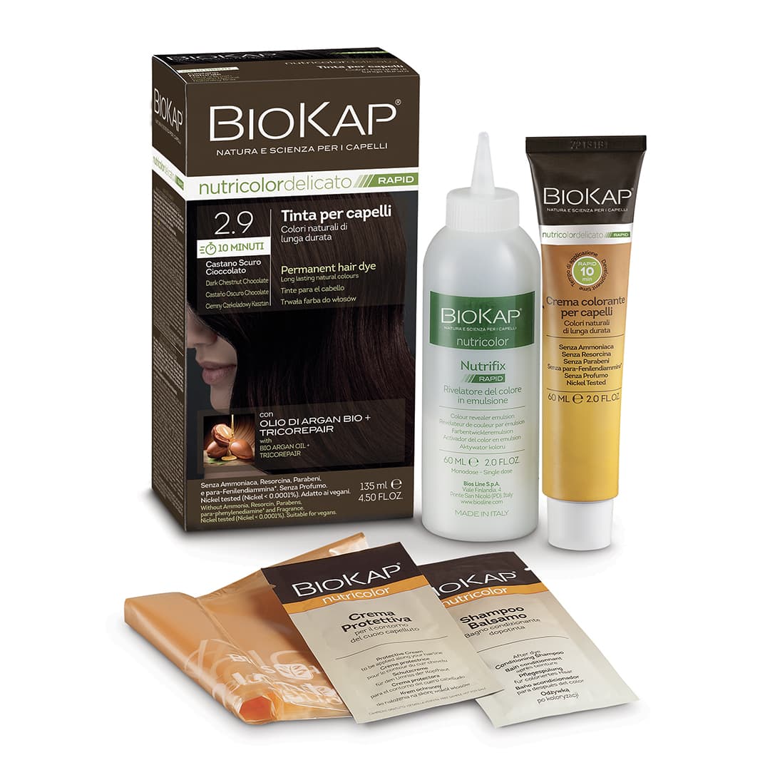 Biokap Nutricolor Delicato Rapid farba na vlasy - tmavá čokoládová gaštanová 135 ml - 90774