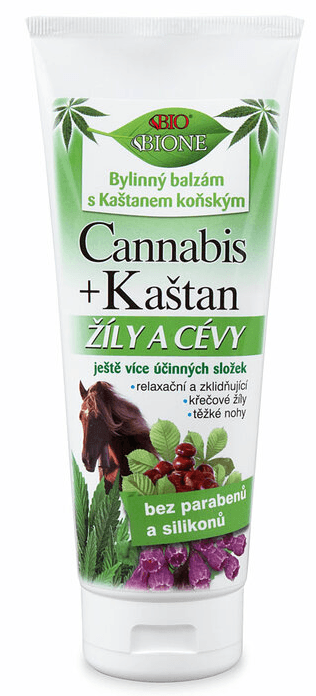 Bione bylinkový balzam na žily a cievy, kanabis, gaštan, extrakt z hroznových semien 200 ml