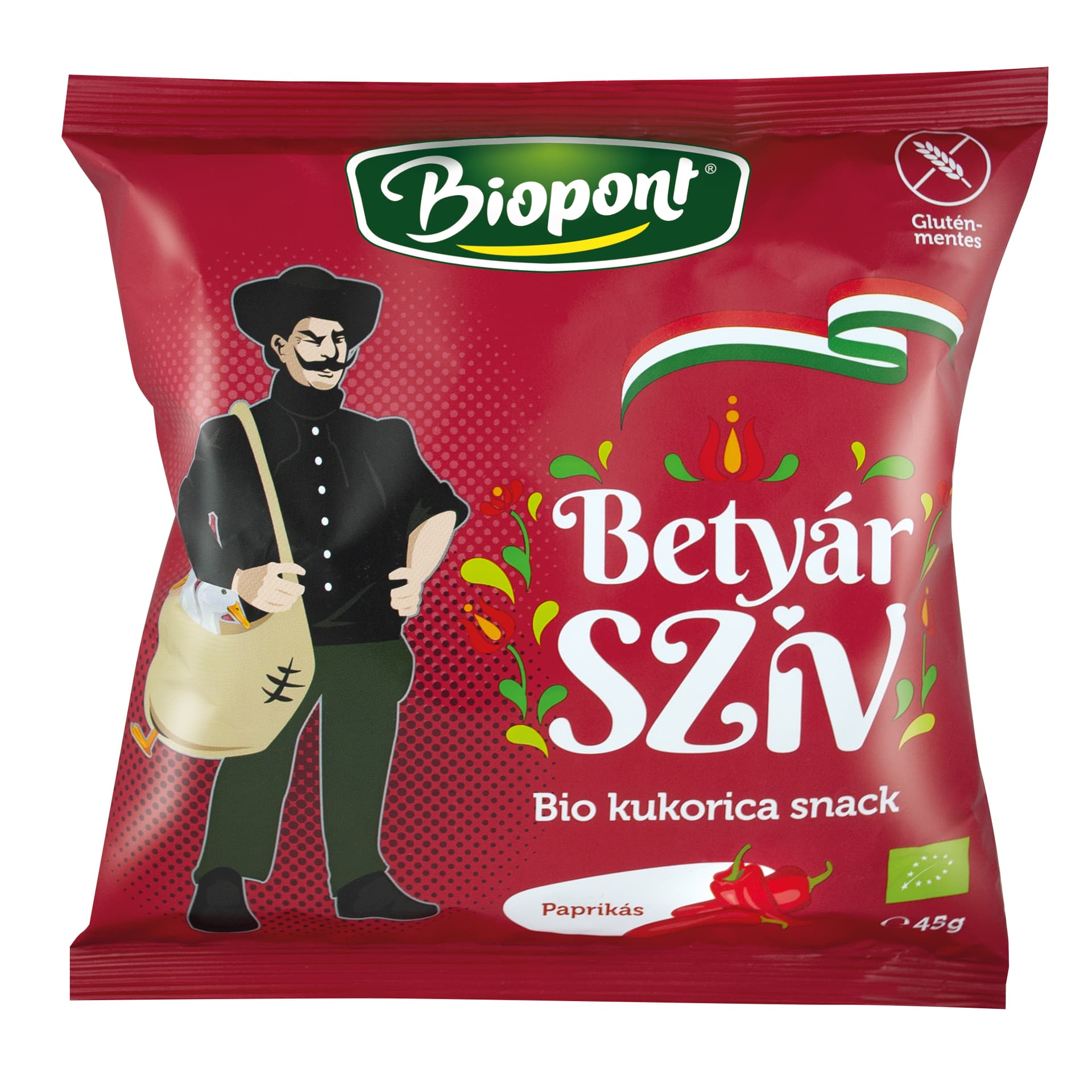 Biopont bio kukurica snack srdiečko s paprikou 45 g