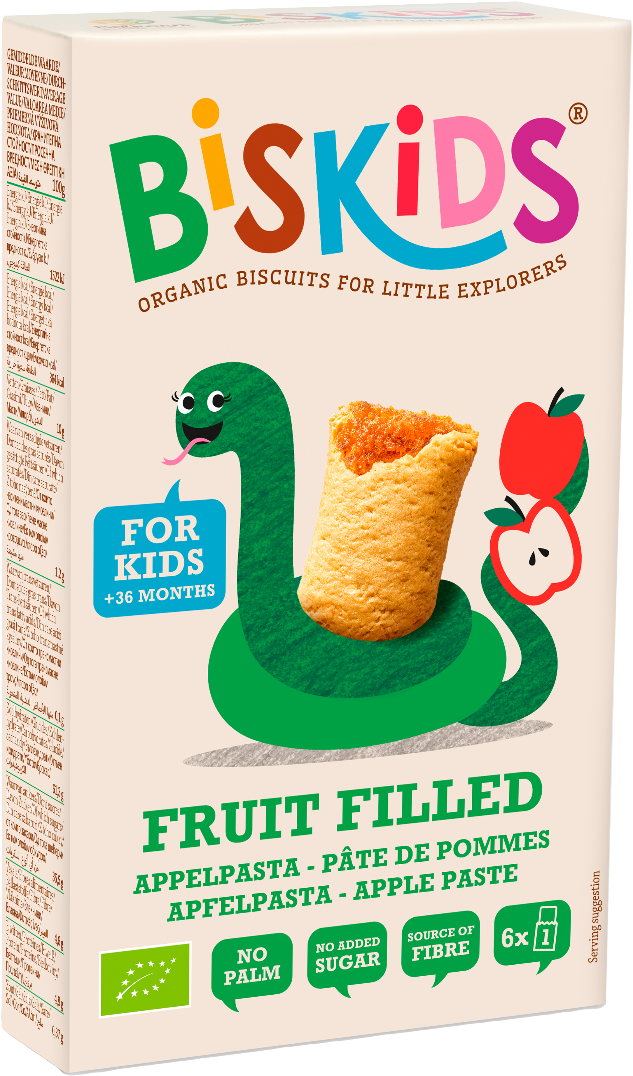 Biskids biokeksy plnené ovocím s jablkovým pyré 120 g