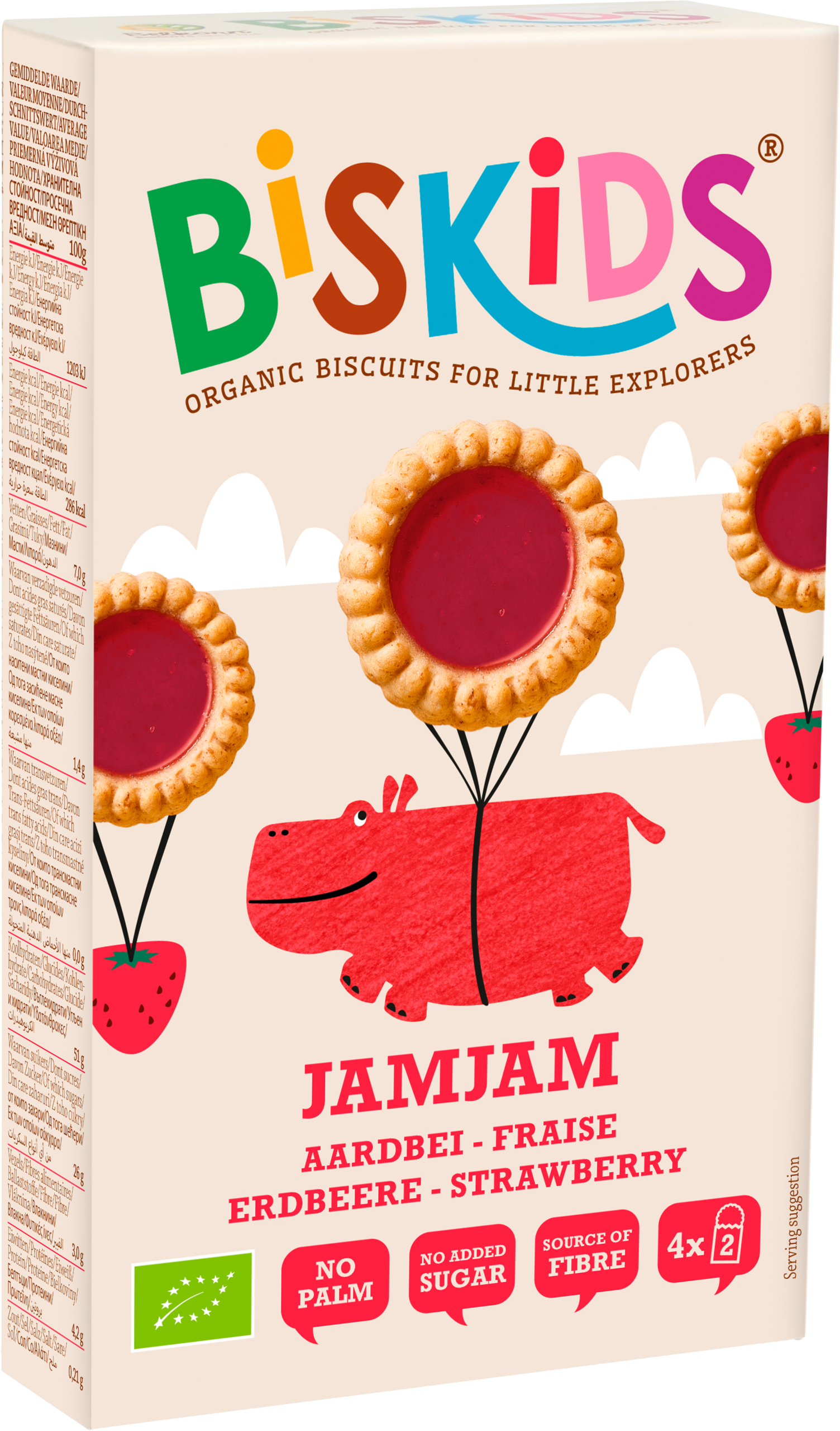 Biskids jamjam biokeks s jahodovou náplňou 100 g