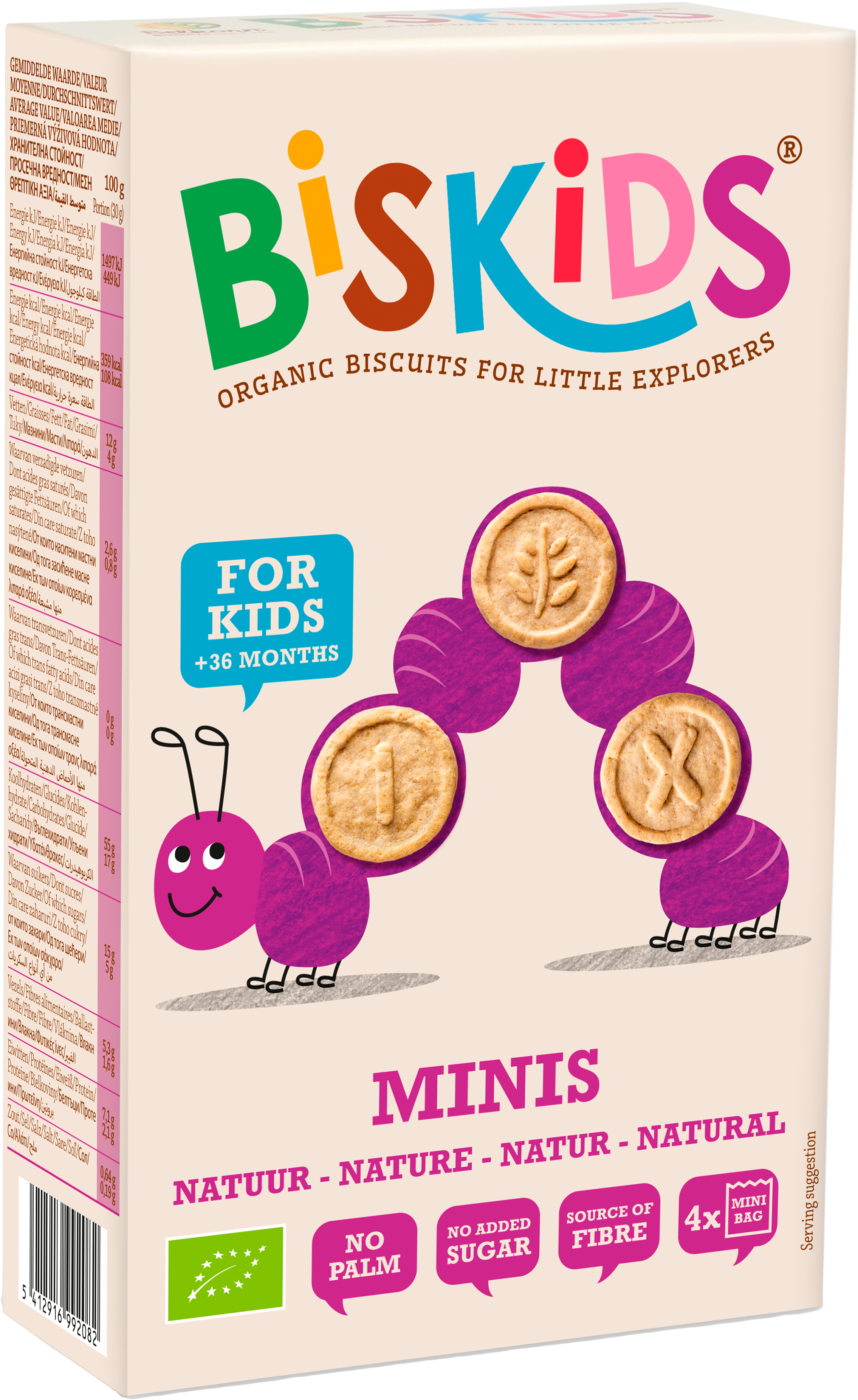 Biskids minis biokeks natural, s jablkovou príchuťou pre deti 120 g