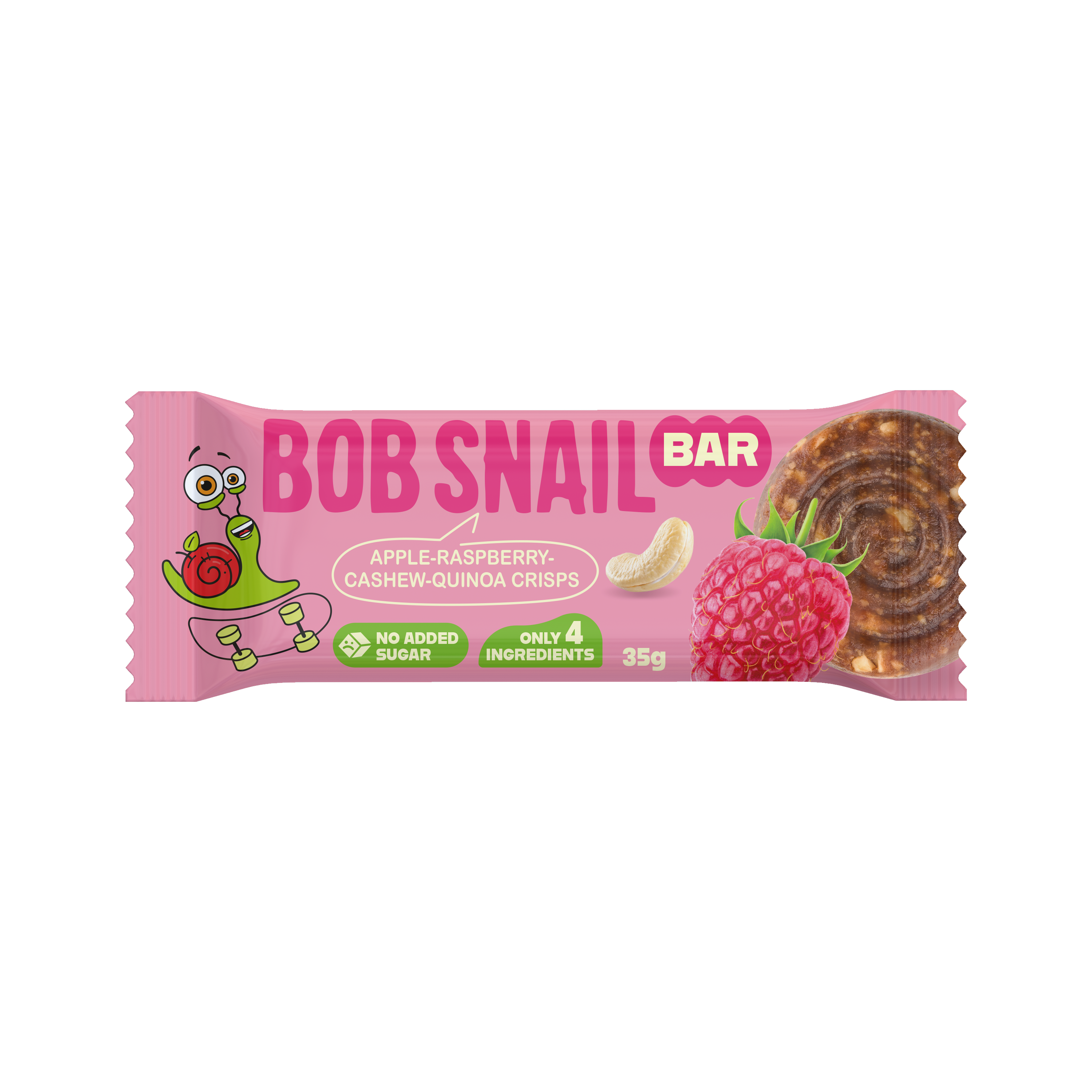 Bob Snail ovocný kúsok so semienkami jablko-malinik-kešu-quinoa chrumkavé 35 g