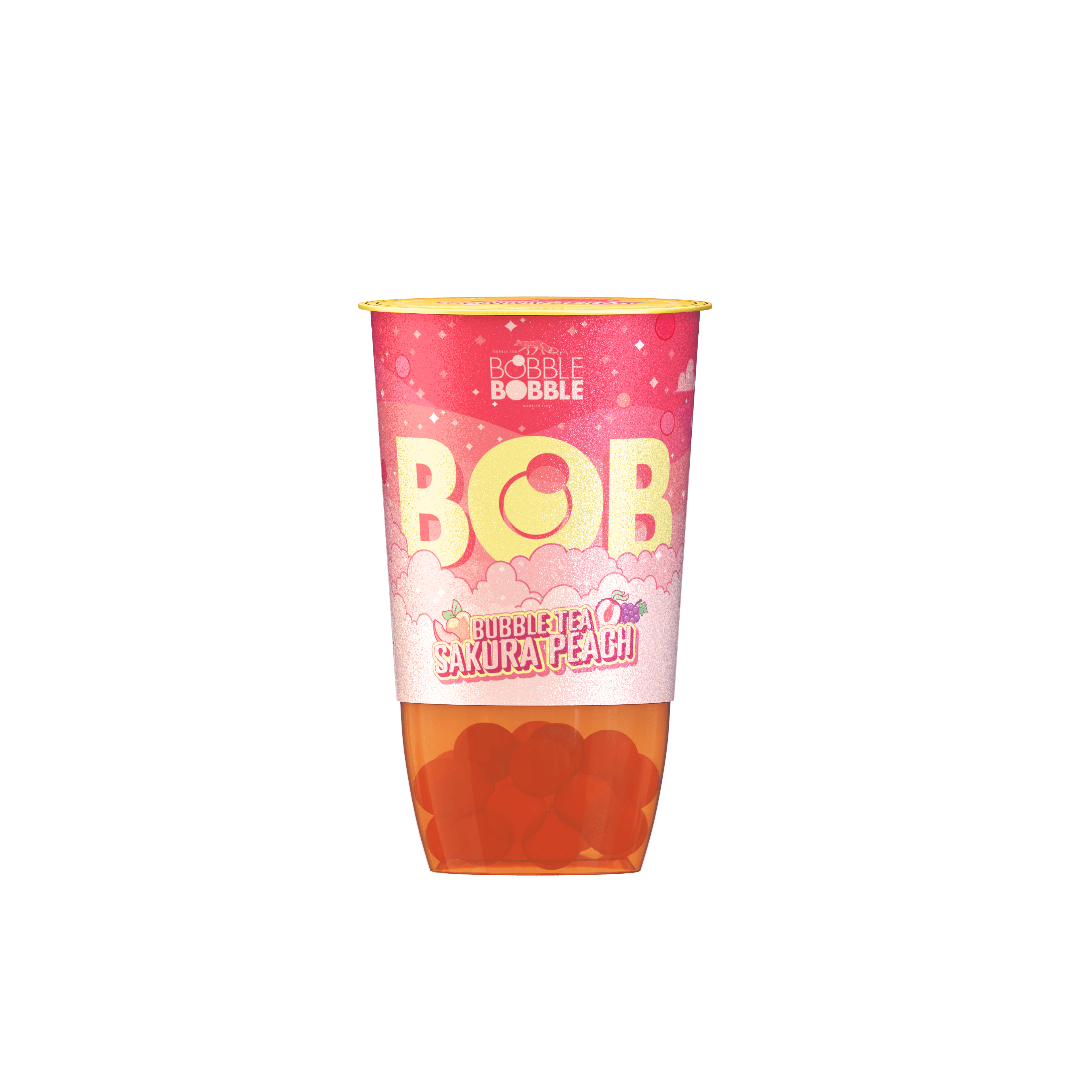Bobble tea nápoj zo zeleného čaju s pero a licily, nápojové perly obsahujúce hroznový džús 360 ml