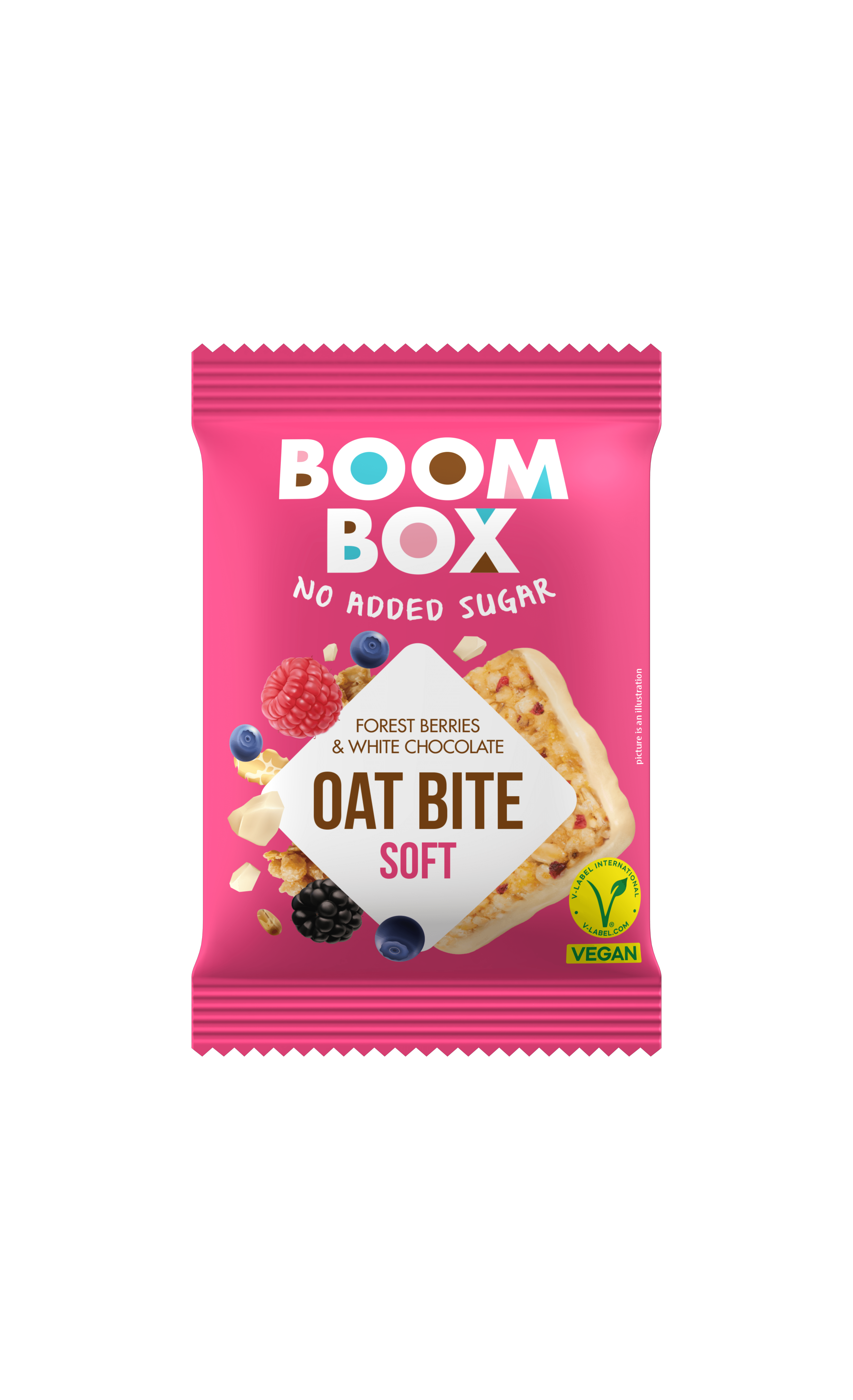 Boom box vegán bezsacharózový ovsenný snack lesné ovocie a biela čokoláda 20 g