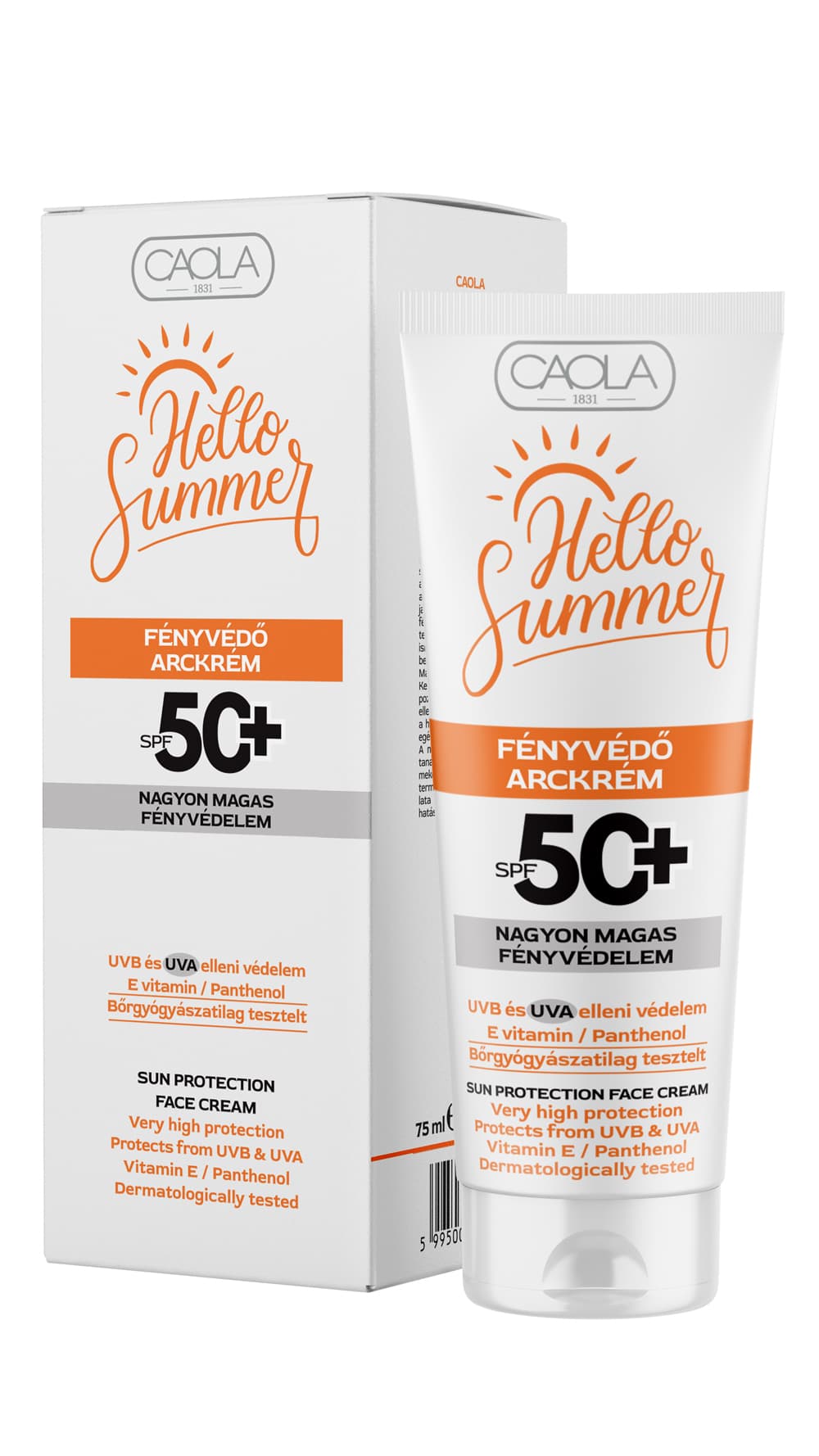 Caola hello summer opaľovací krém na tvár spf50+ 75 ml