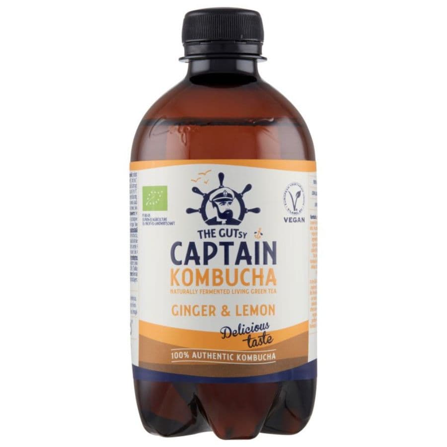 Captain bio kombucha živé kvety nápoj zázvor citrón 400 ml