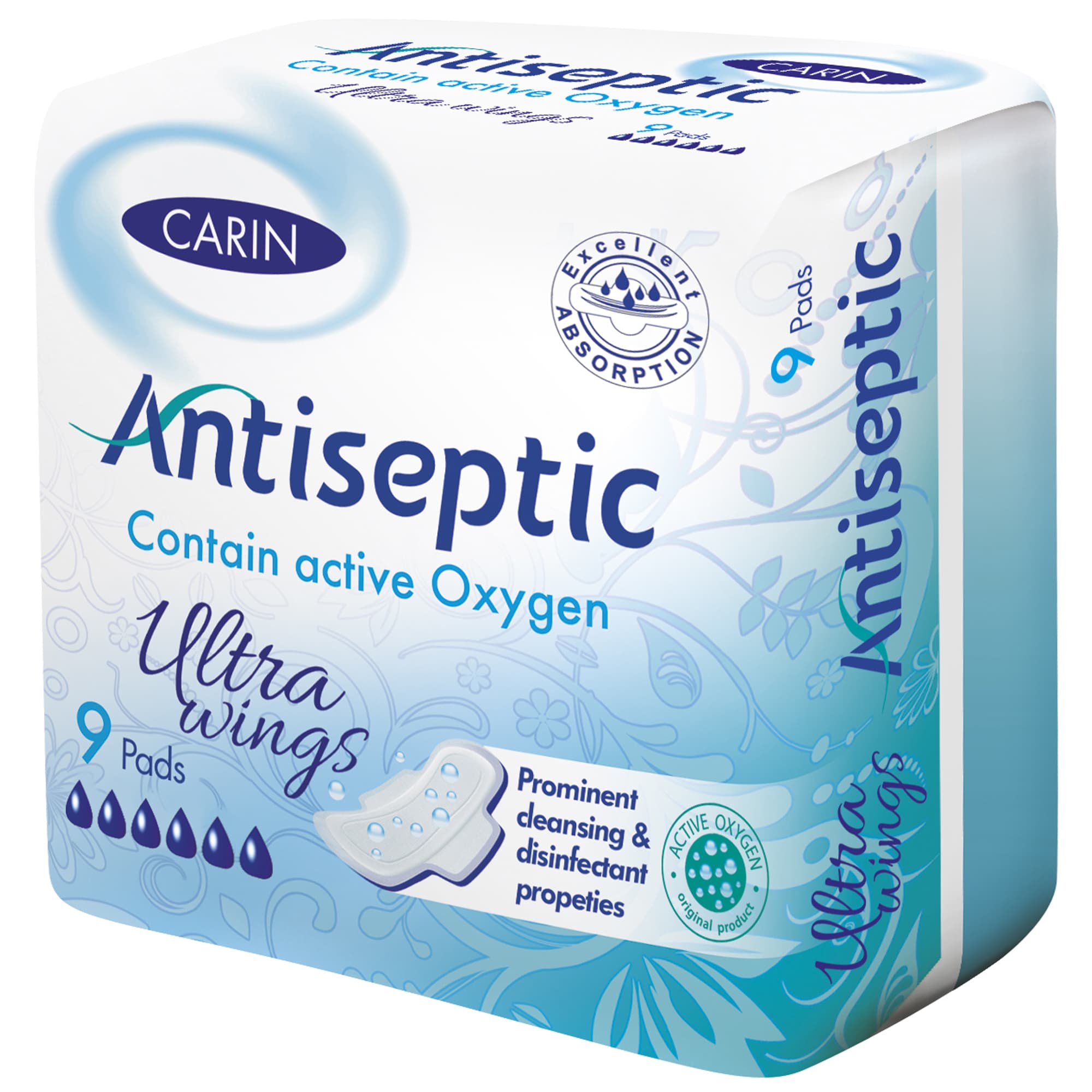 Carin antiseptický ultratenký krídelkový intímny vložka 9 ks