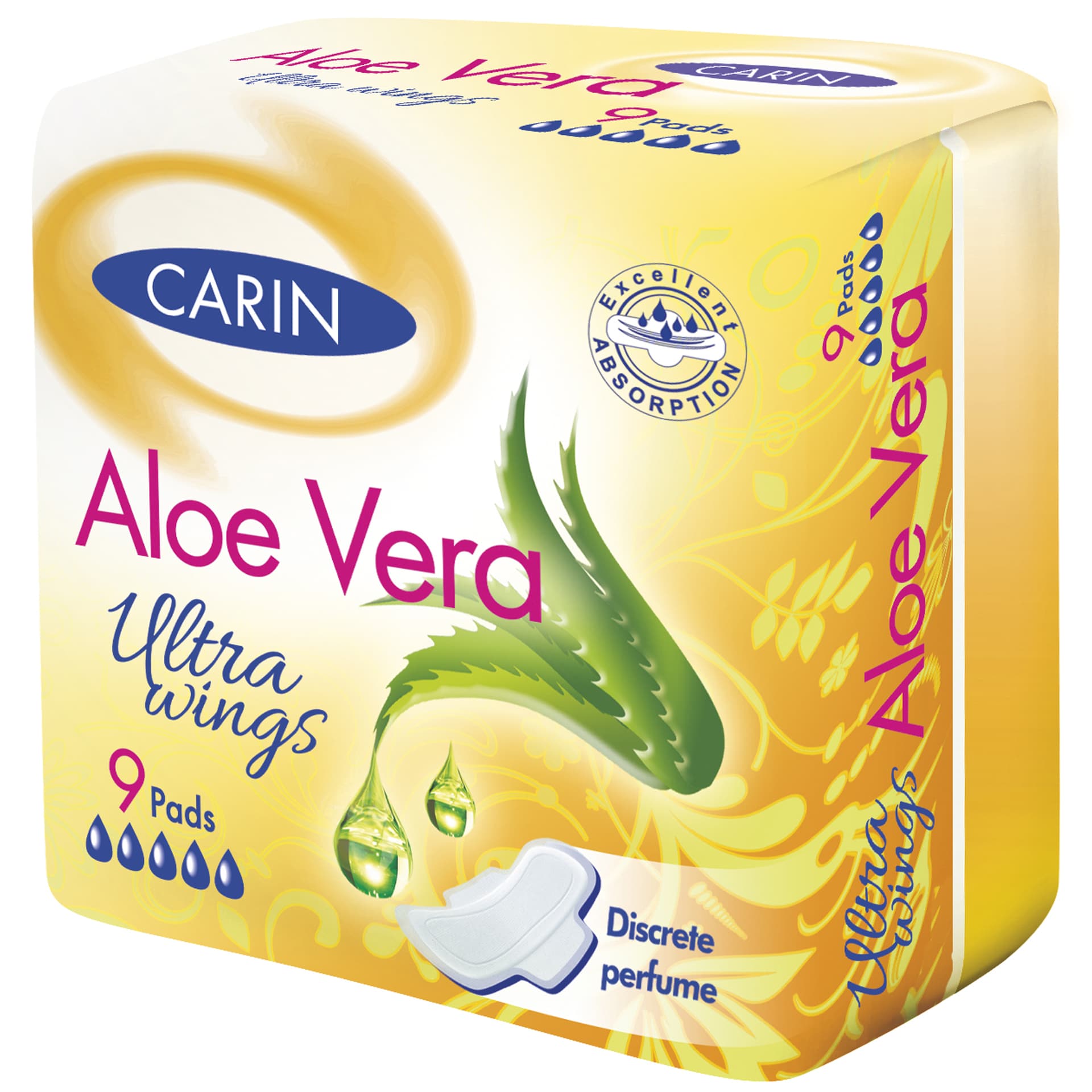 Carin ultra aloe vera ultratenké vložky s krídelkami 9 ks
