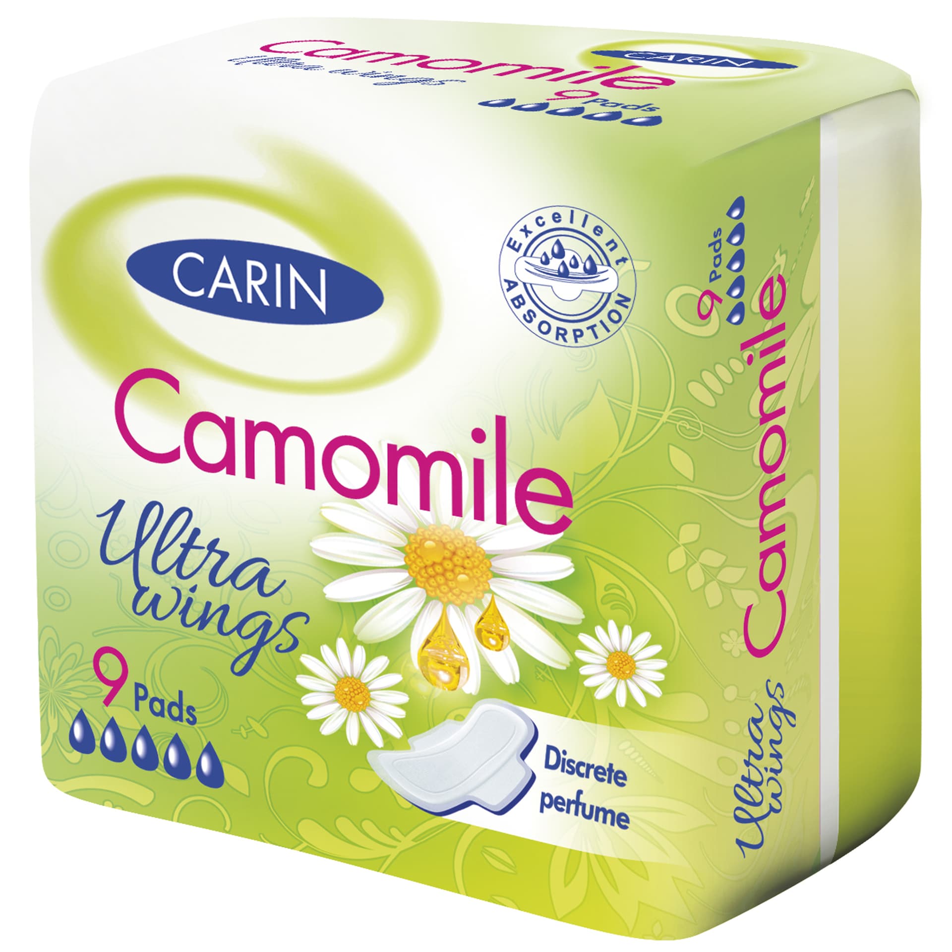 Carin ultra harmanček ultra tenké vložky s krídelkami 9 ks