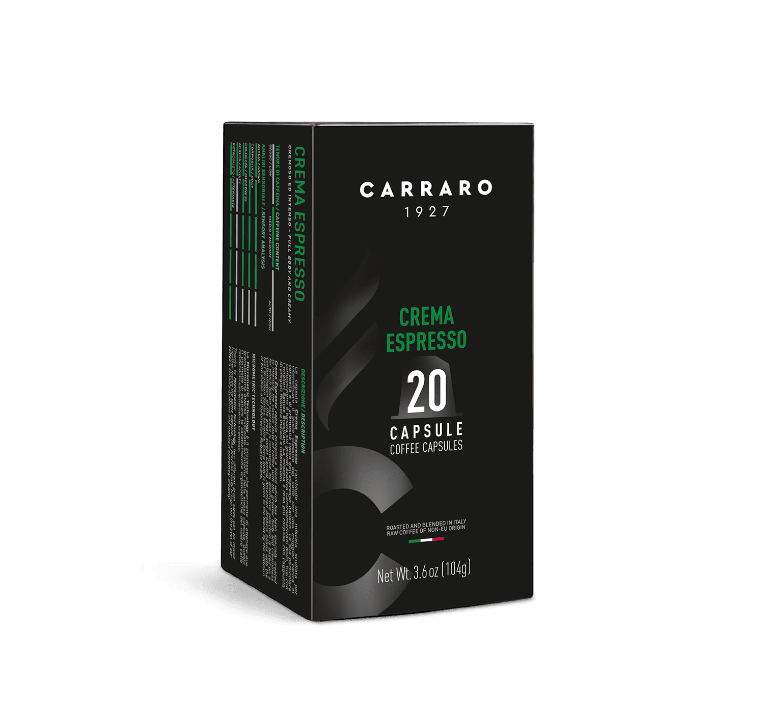 Carraro crema espresso premium kávové kapsule kompatibilné s nespresso 20 ks