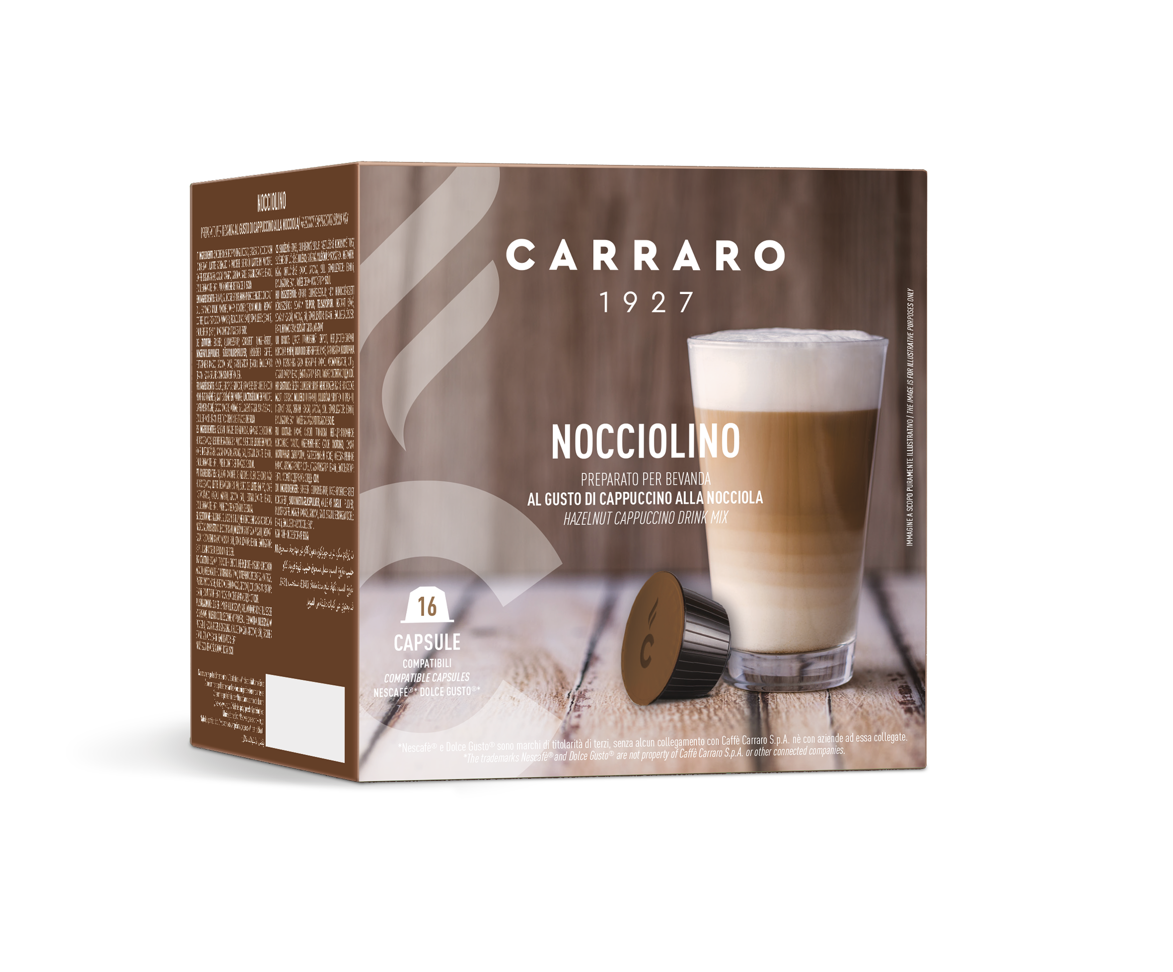 Carraro nocciolino kávové kapsule kompatibilné s Dolce Gusto 16 ks