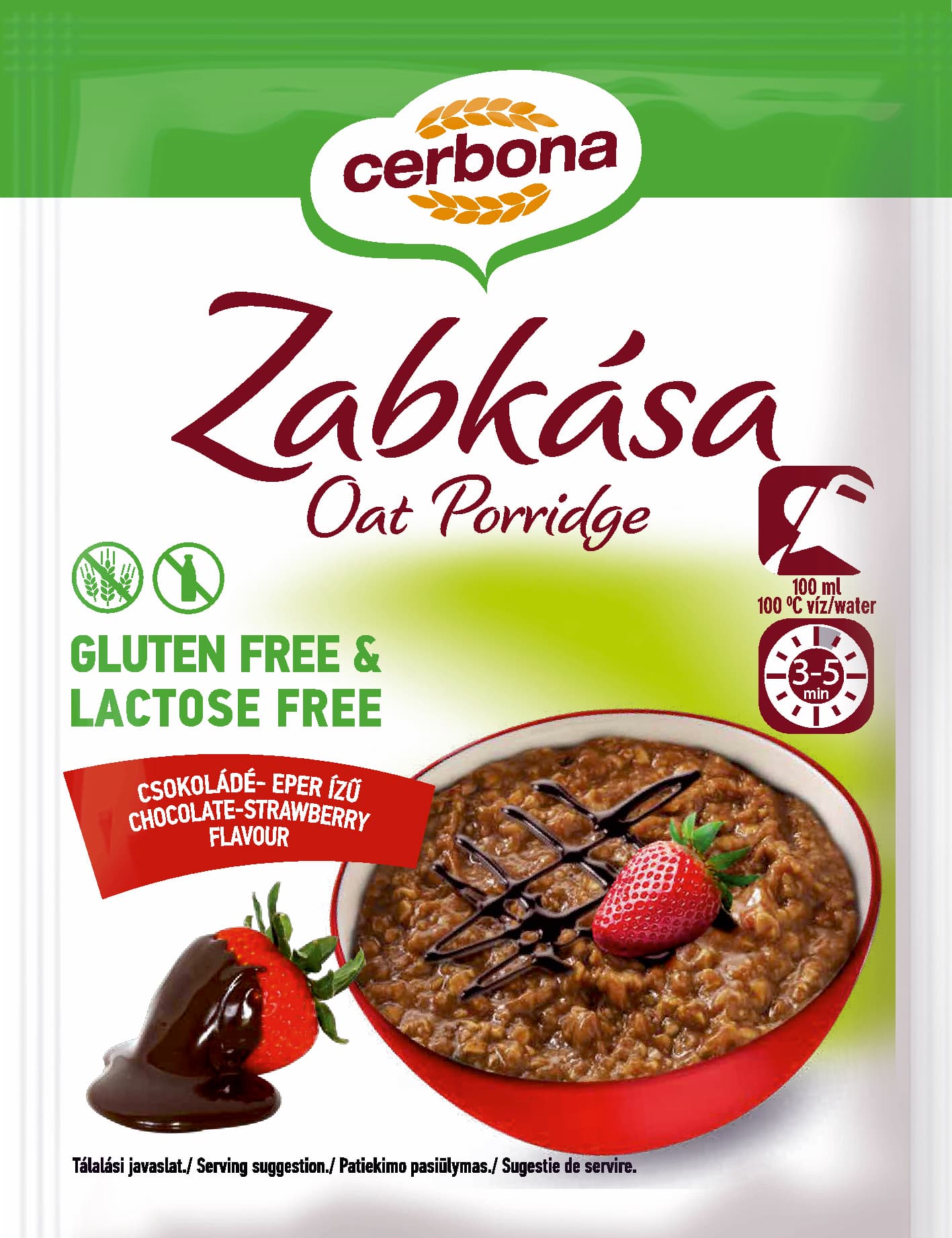 Cerbona ovsená kaša s jahodovo-čokoládovou príchuťou 50 g