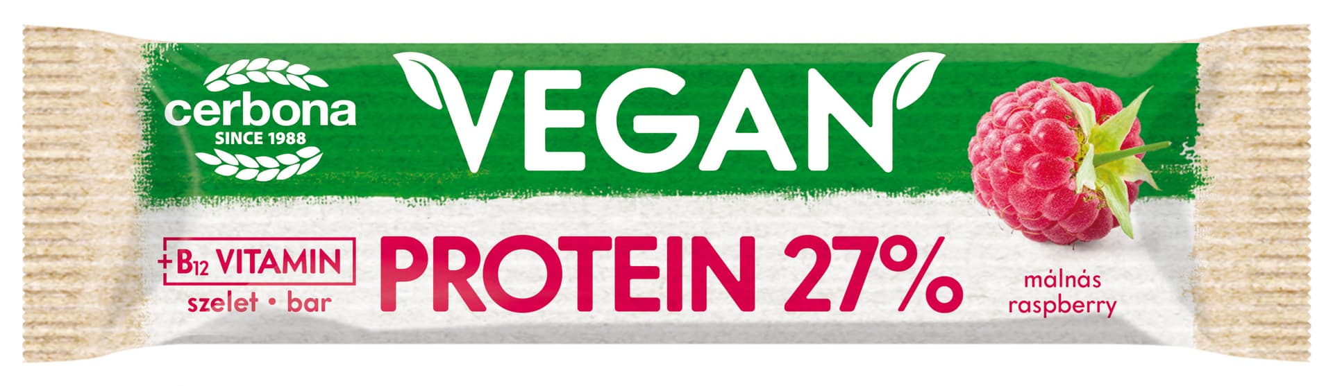 Cerbona vegánska proteínová tyčinka s malinovou príchuťou 40 g