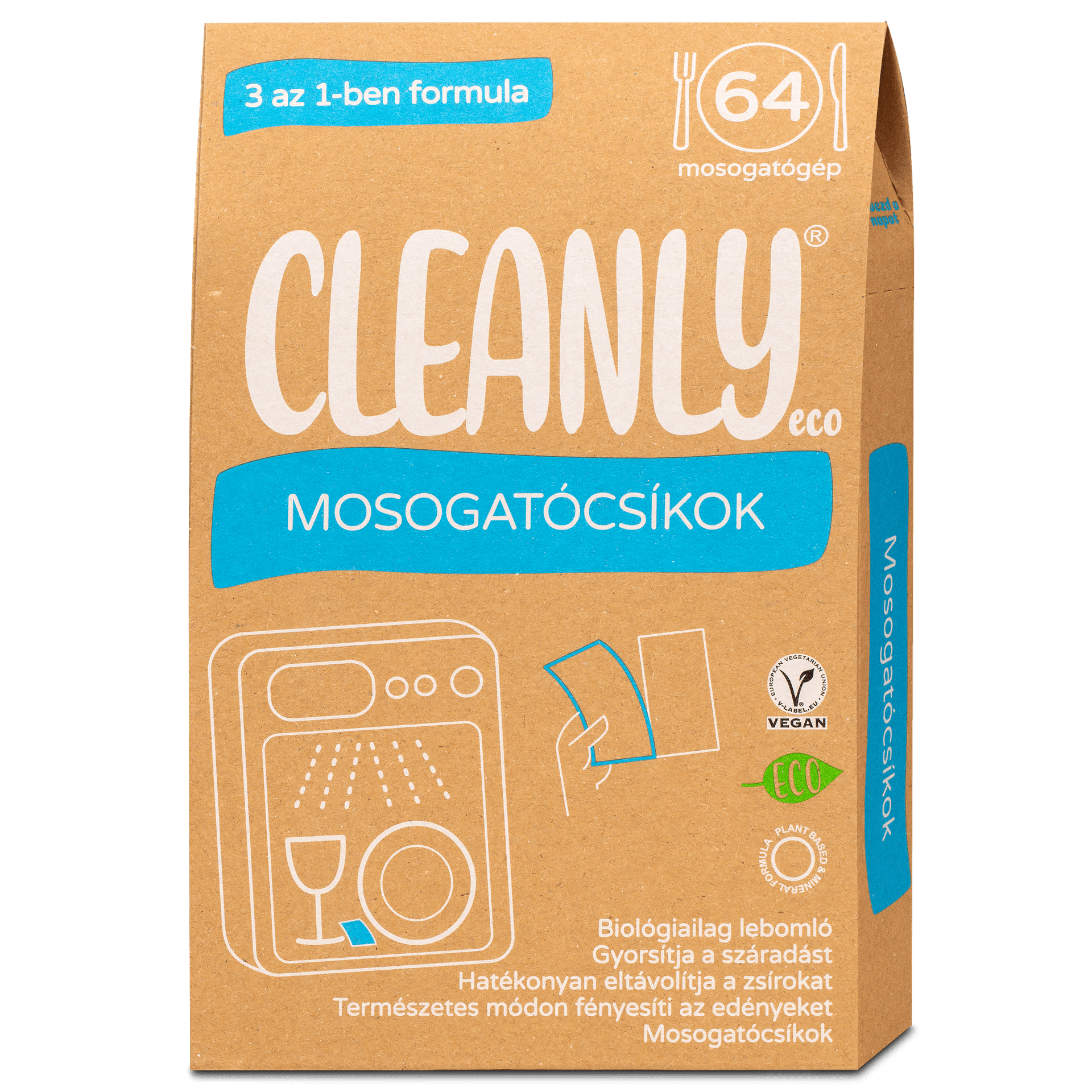 Cleanly eco umývacie prúžky 3 v 1 formule 64 ks