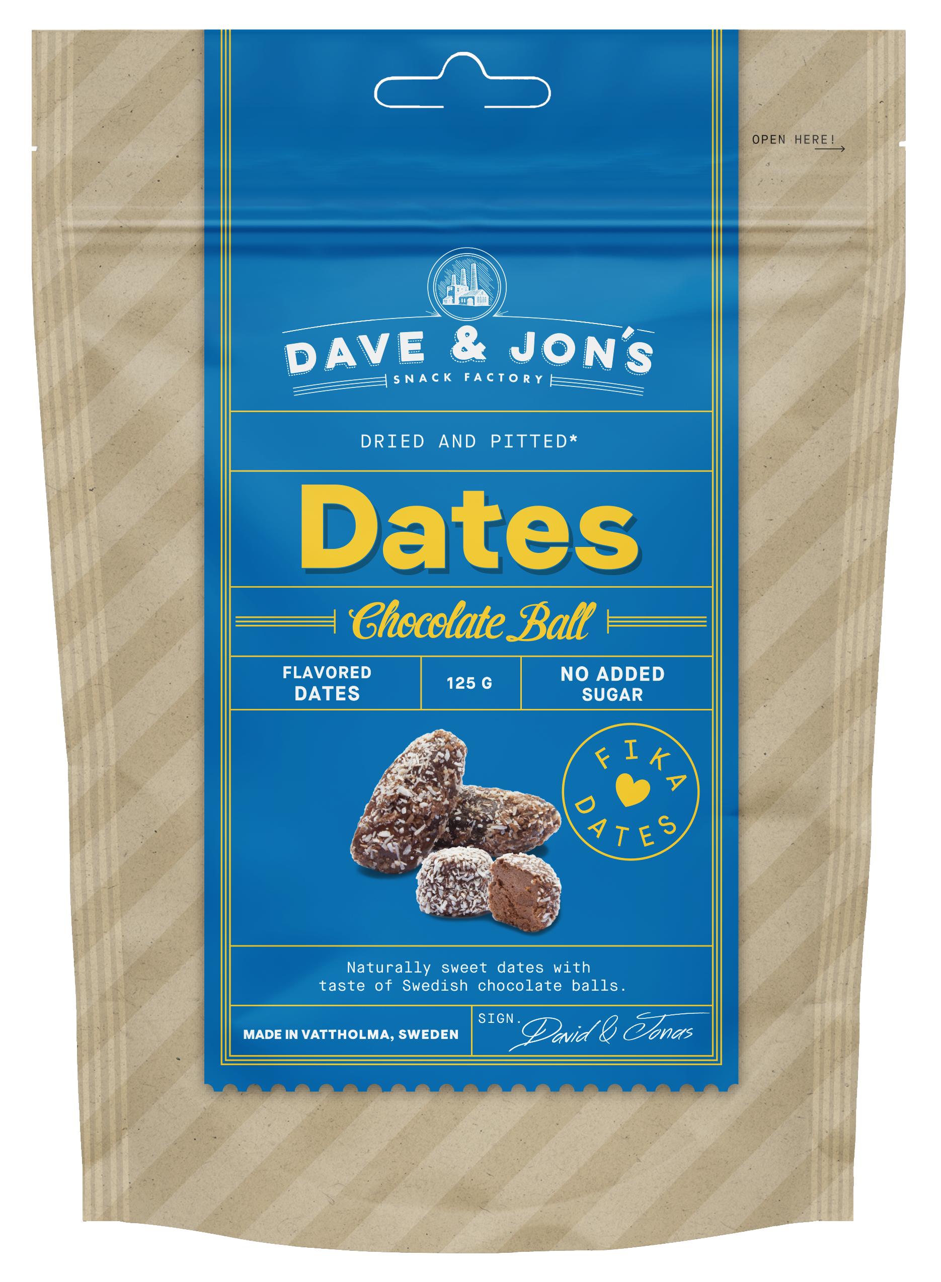 Dave & Jon's datlové čokoládové guľôčky bez jadierok s príchuťou kokosovej čokolády, bez pridaného cukru 125 g