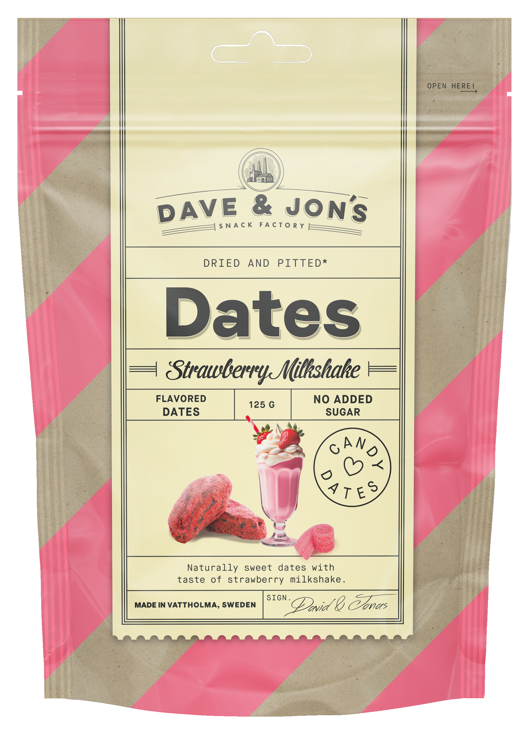Dave & Jon's datľové smoothie s príchuťou jahody bez obsahu semienok, bez pridaného cukru 125 g