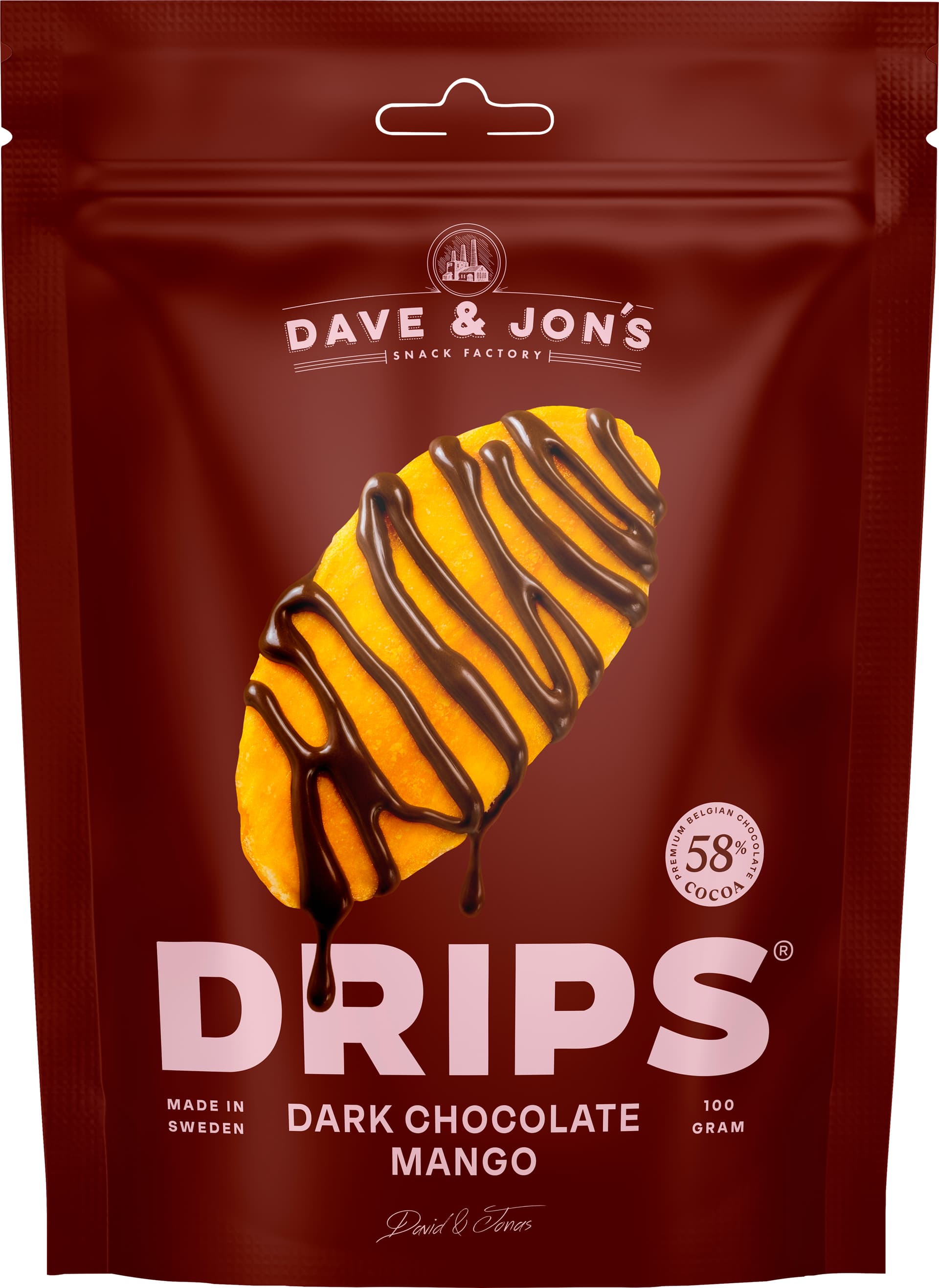 Dave & Jon`s mango drips dark chocolate 100 g