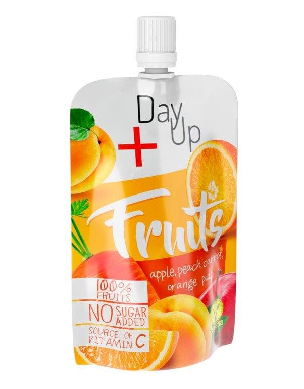 Day Up Ovocná kapsička jablko, broskyňa, mrkva, pomaranč 100 g