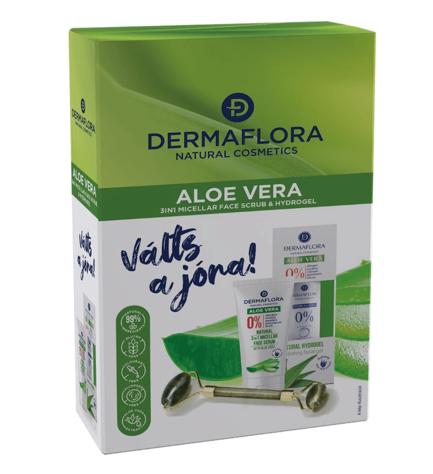 Dermaflora 0% darčeková sada (hydrogél+micelárny peeling na tvár+masážna pomôcka na tvár) aloe 1 ks