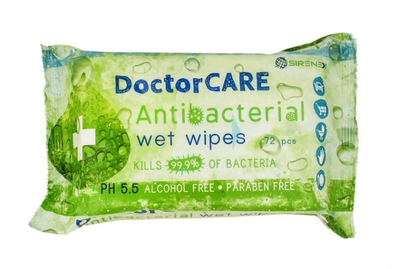 Doctor Care antibakteriálne vlhčené obrúsky plus 72 ks