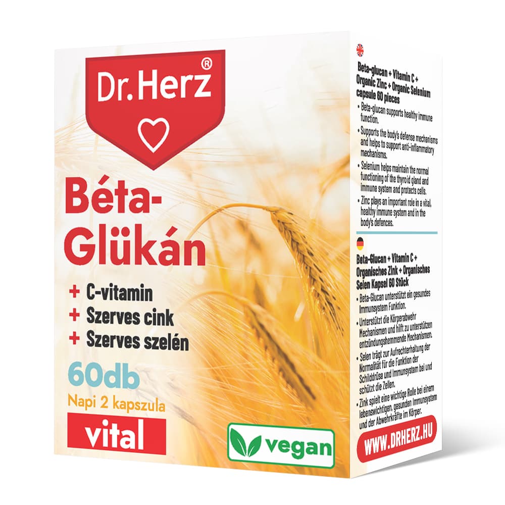 Dr.herz beta-glukán+organický zinok, selén+c-vitamin vegán kapsula 60 ks