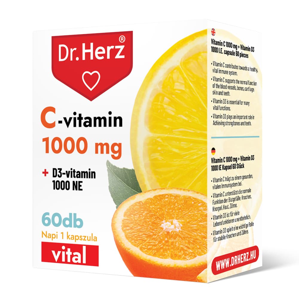 Dr.herz vitamín C 1000 mg + D3 vitamín 1000 IU kapsula 60 ks