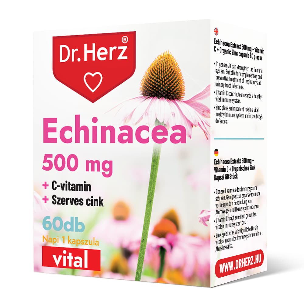Dr.herz echinacea 500 mg+C-vitamín+organický zinok kapsula 60 ks