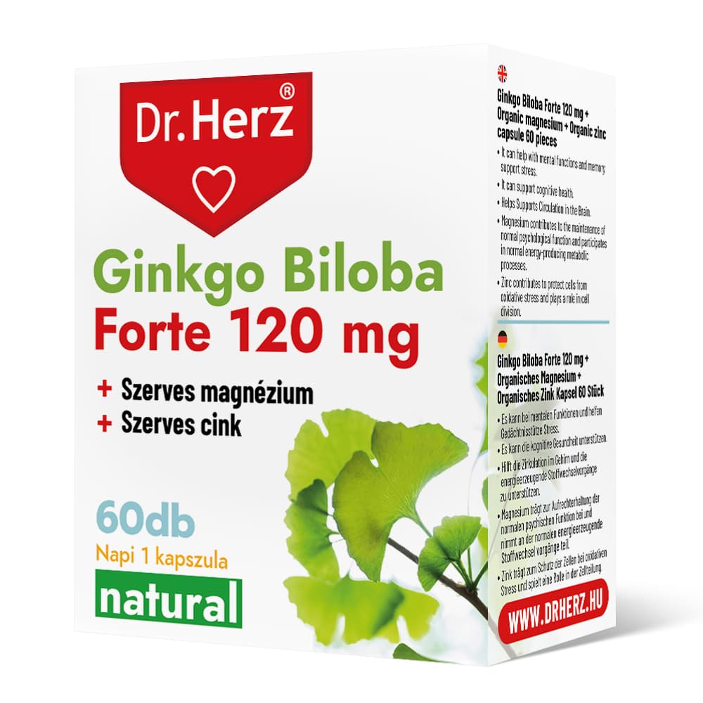 Dr.herz ginkgo biloba forte 120 mg+organický mg+zn kapsula 60 ks