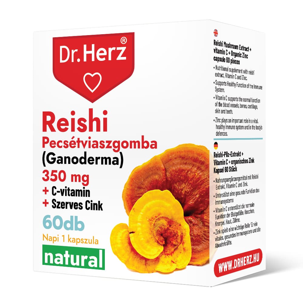 Dr.herz reishi 350mg+C-vitamín+organický zinok kapsula 60 ks