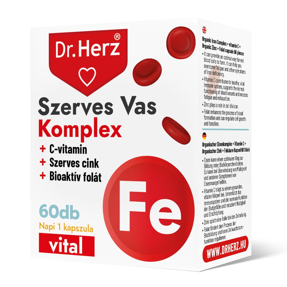 Dr.herz organický železný komplex+vitamín-c+organický zinok+folát 60 kapsúl
