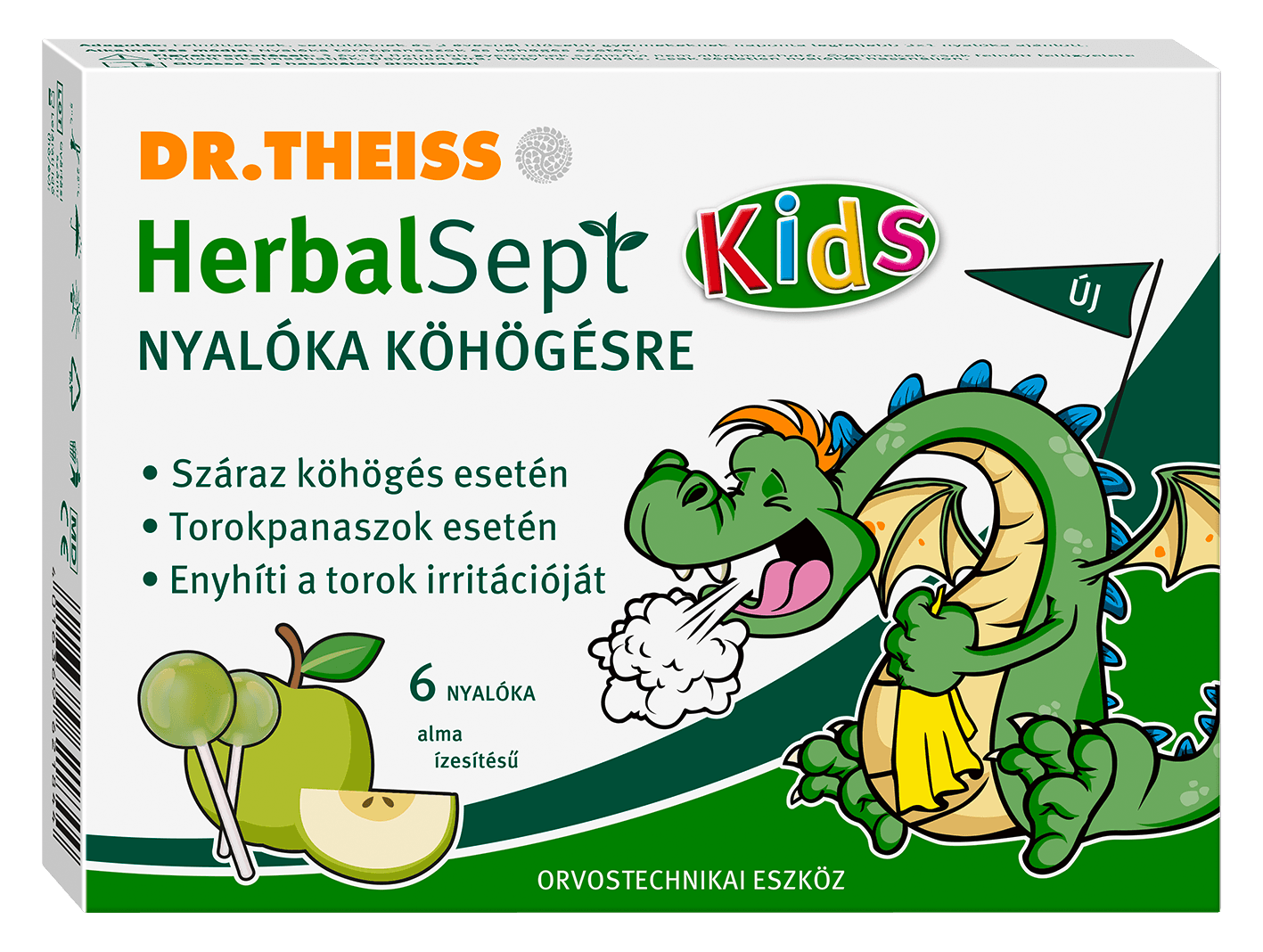 Dr.theiss herbalsept lízanka proti kašľu s príchuťou jablka 6 ks