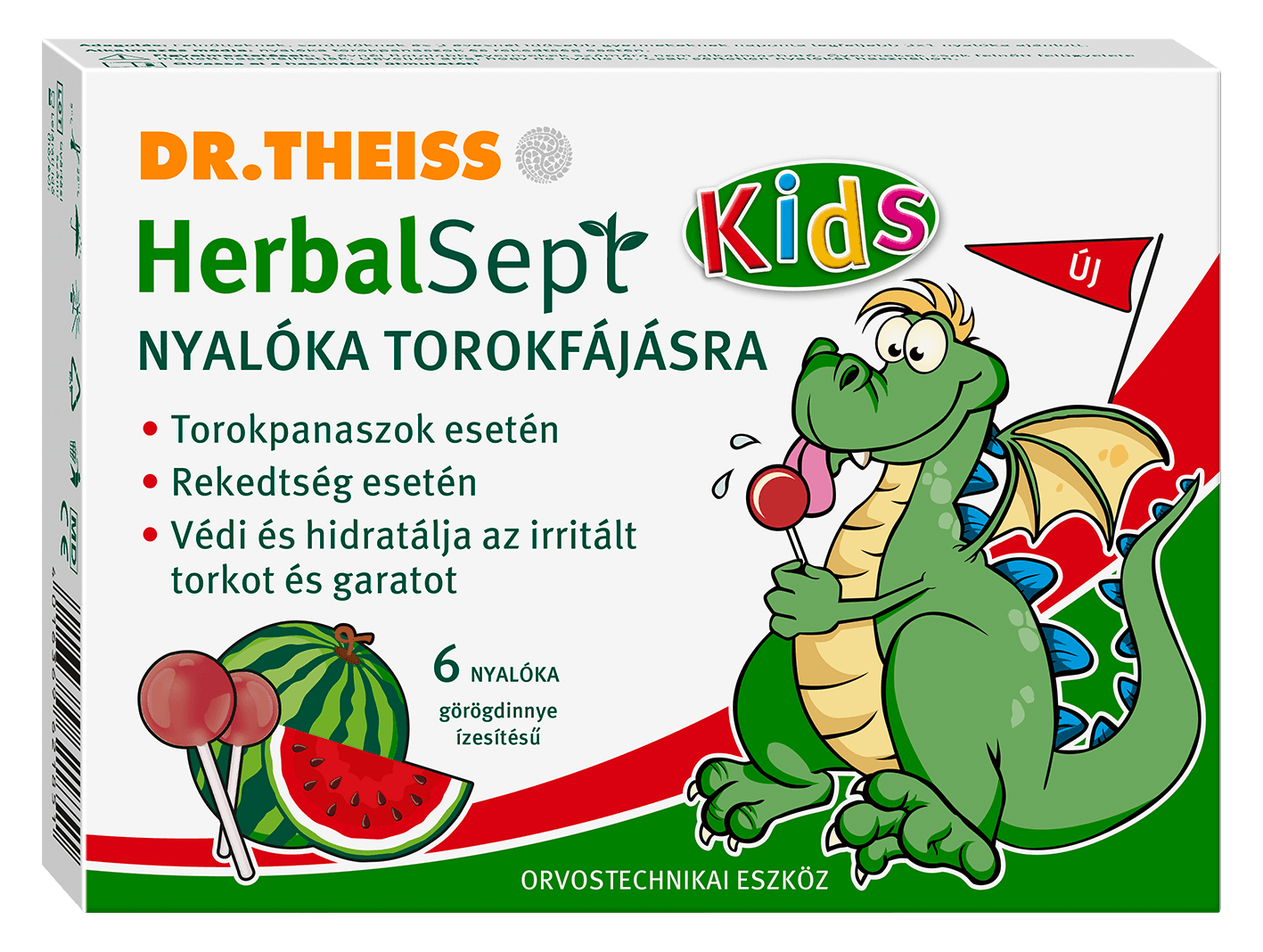 Dr.theiss herbalsept cukrík na bolest hrdla príchuť melón 6 ks