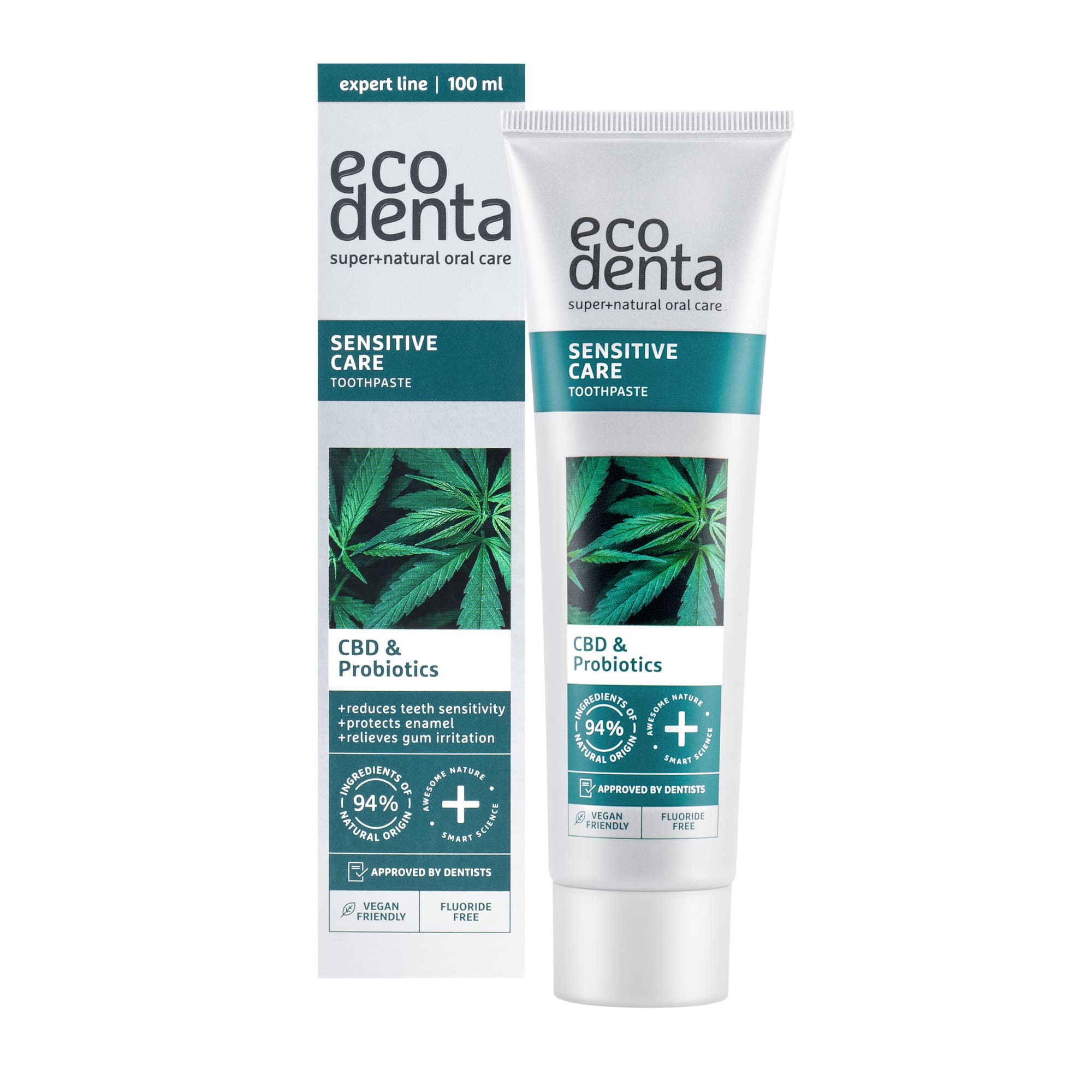 Ecodenta citlivá zubná pasta s CBD a probiotikami 100 ml