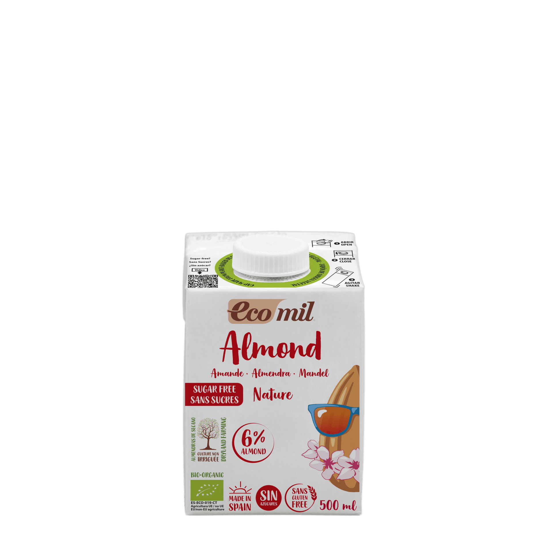 Ecomil bio mandľový nápoj bez cukru 500 ml
