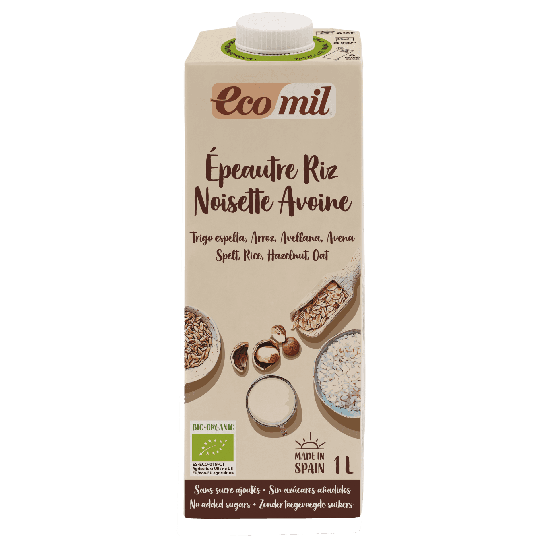 Ecomil bio špalda, ryža, ovos, lieskový oriešok nápoj 1000 ml