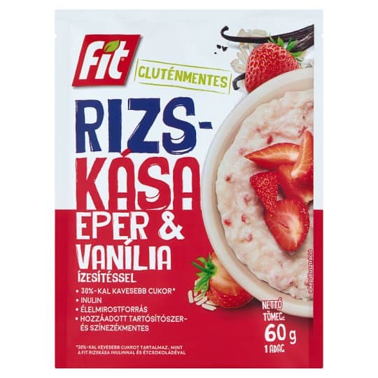 Fit raňajková ryžová kaša s inulínom a sušenými jahodami vanilka 60 g