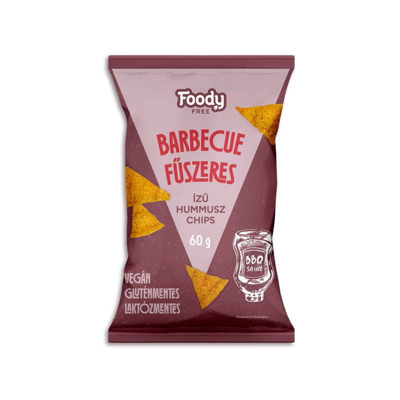 Foody Free bezlepkové hummus chips s príchuťou barbecue 60 g
