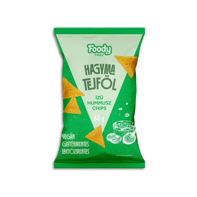 Foody Free bezlepkové hummus chips s príchuťou cibule a kyslej smotany 60 g