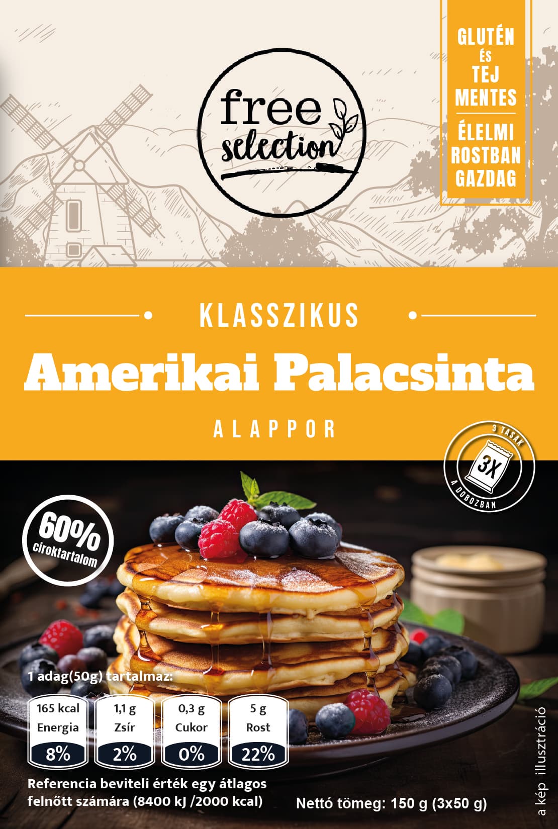 Free selection klasický americký palacinkový mix 3x50g 150 g