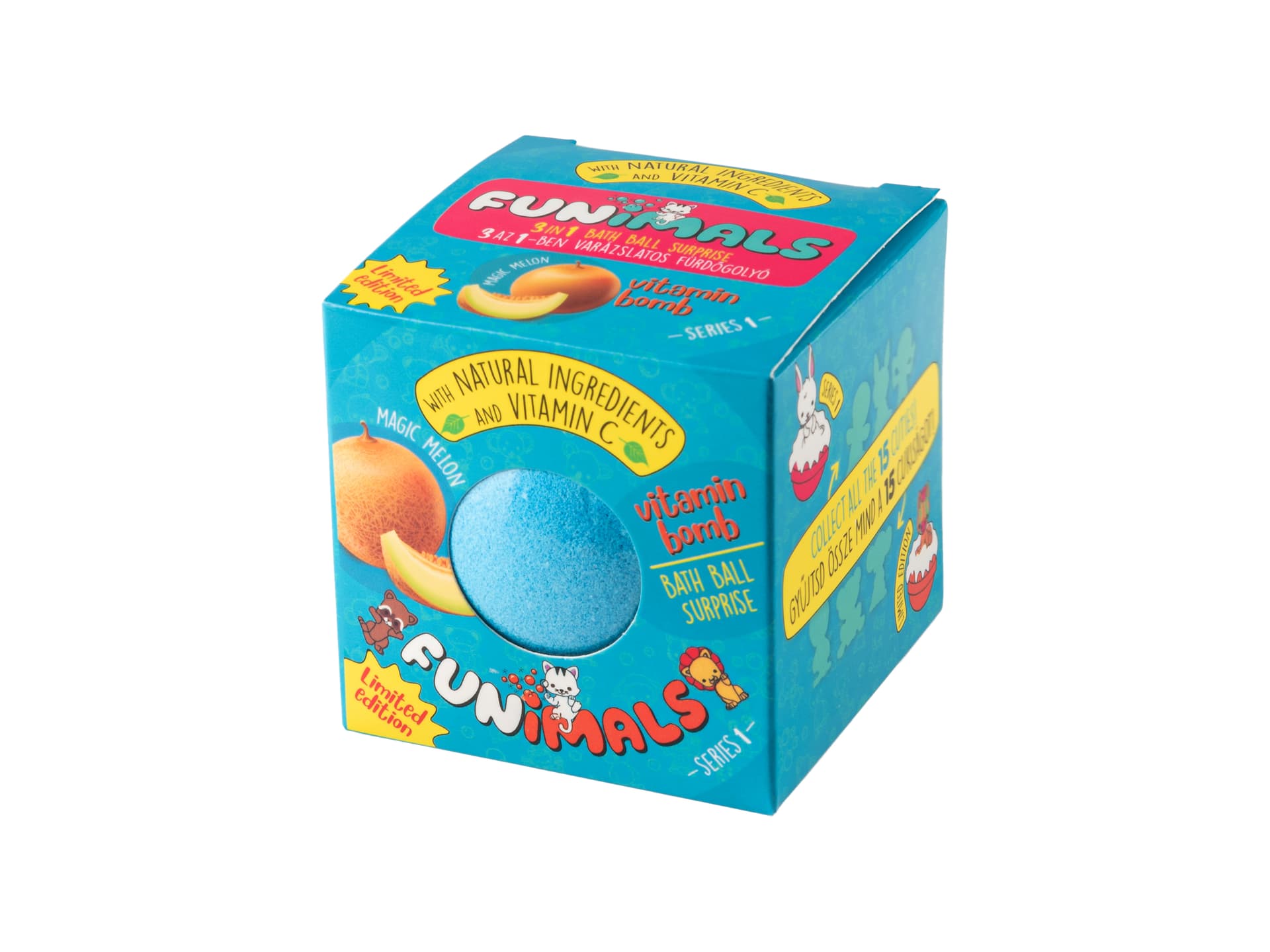 FUNIMALS Kúpeľová bomba Vitamin Bomb s melónovou príchuťou a prekvapením vo vnútri 105 g - 89638