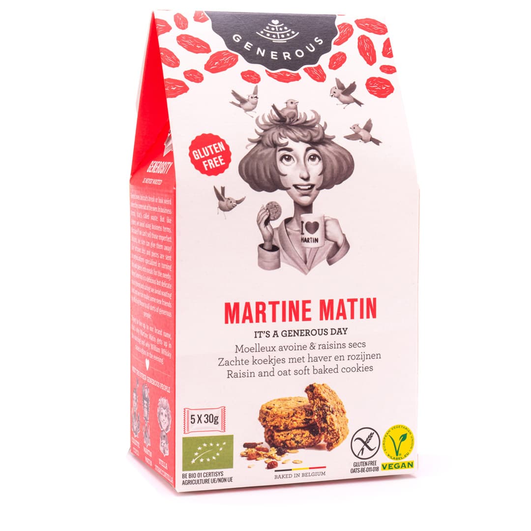 Generous martine matin bezlepkové vegánske ovsené sušienky s hrozienkami 150 g