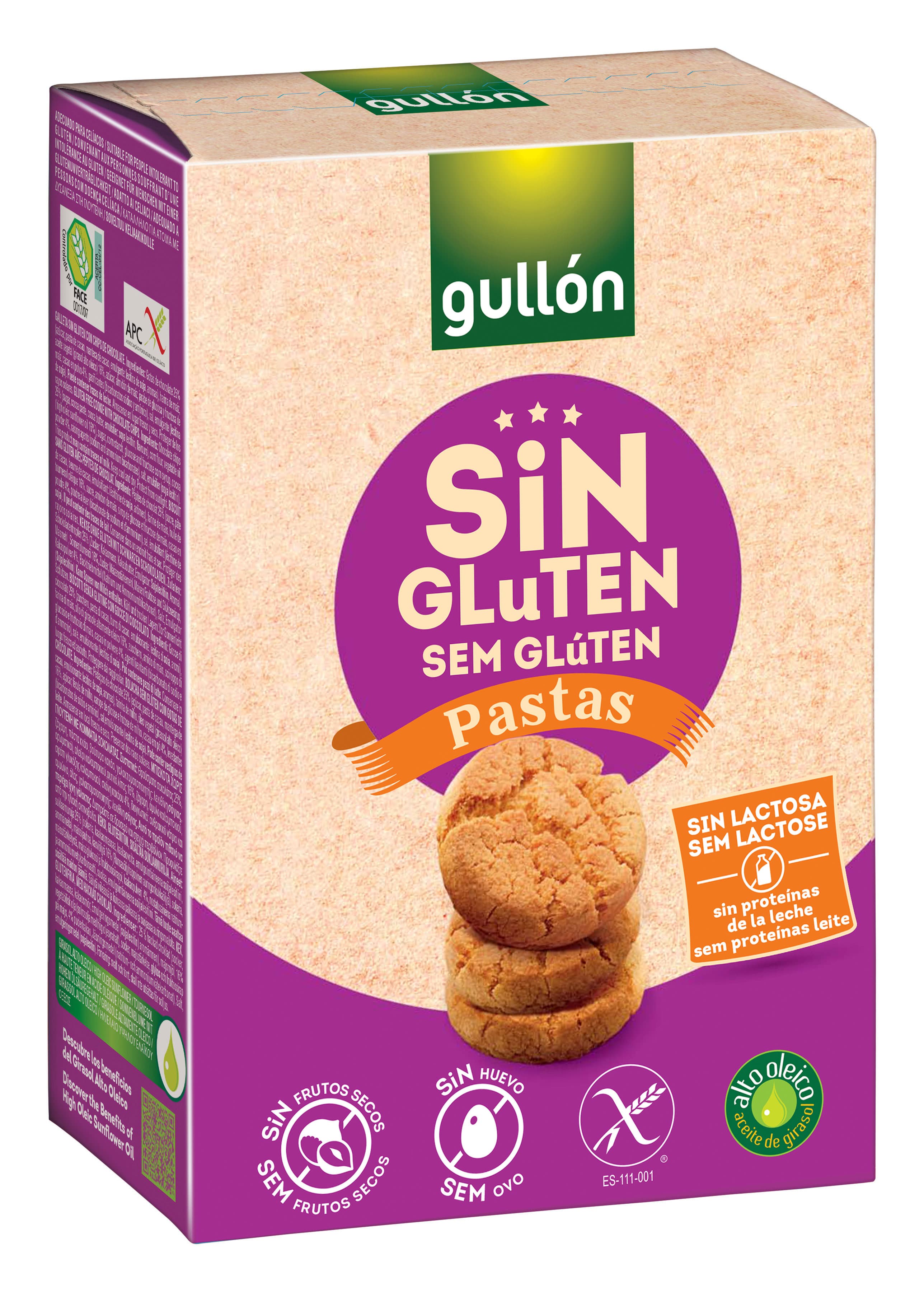 Gullón bezlepkové, mliečne a laktózové sušienky pastas 200 g
