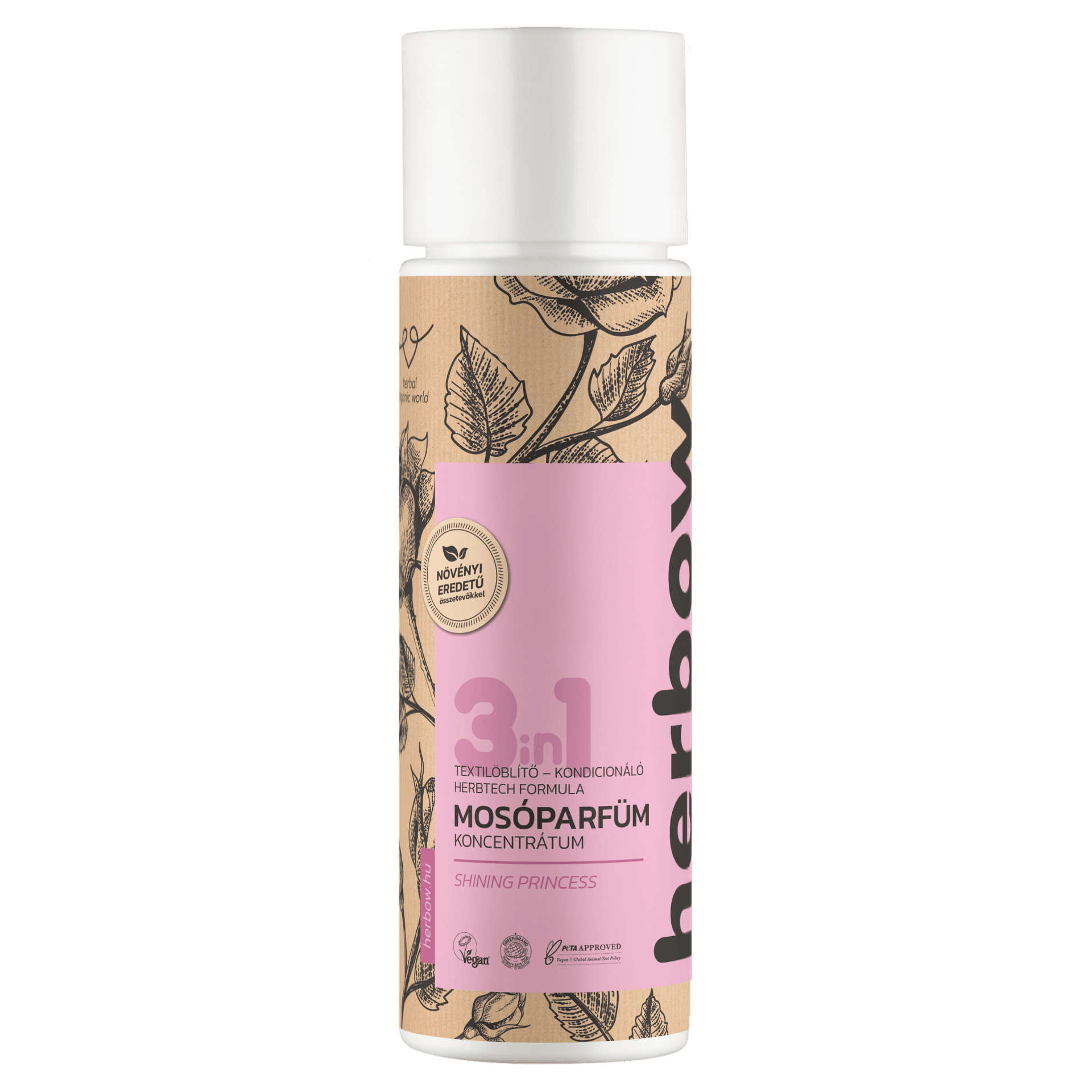 Herbow 3in1 prašný parfum, aviváž a kondicionér koncentrátum, žiarivá princezná 200 ml
