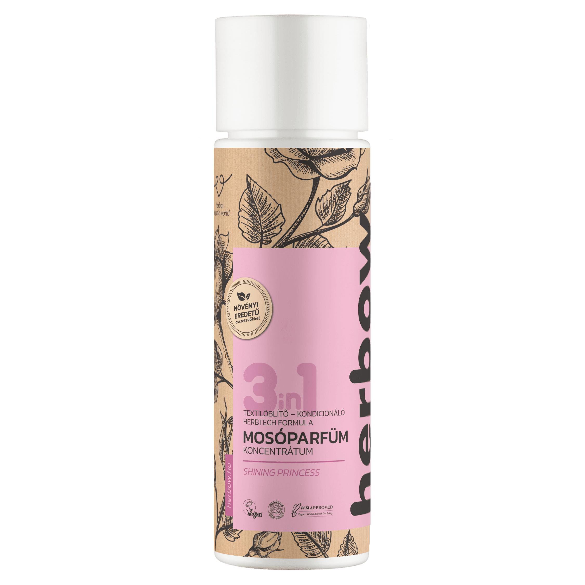 Herbow 3in1 prašný parfum, aviváž a kondicionér koncentrátum, žiarivá princezná 200 ml