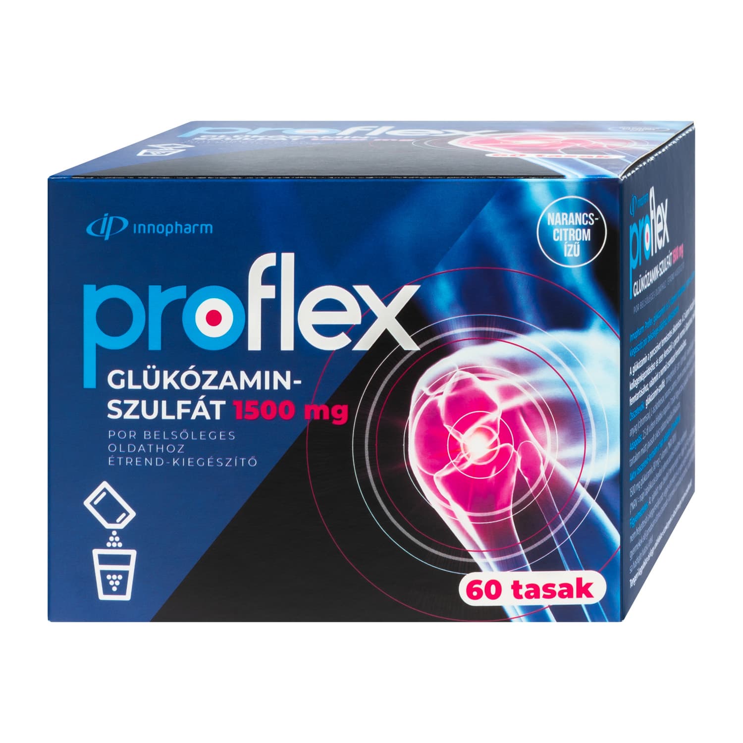 Innopharm proflex 1500 mg glukozamín pomarančovo-citronová príchuť prášok na vnútorné použitie 60 ks